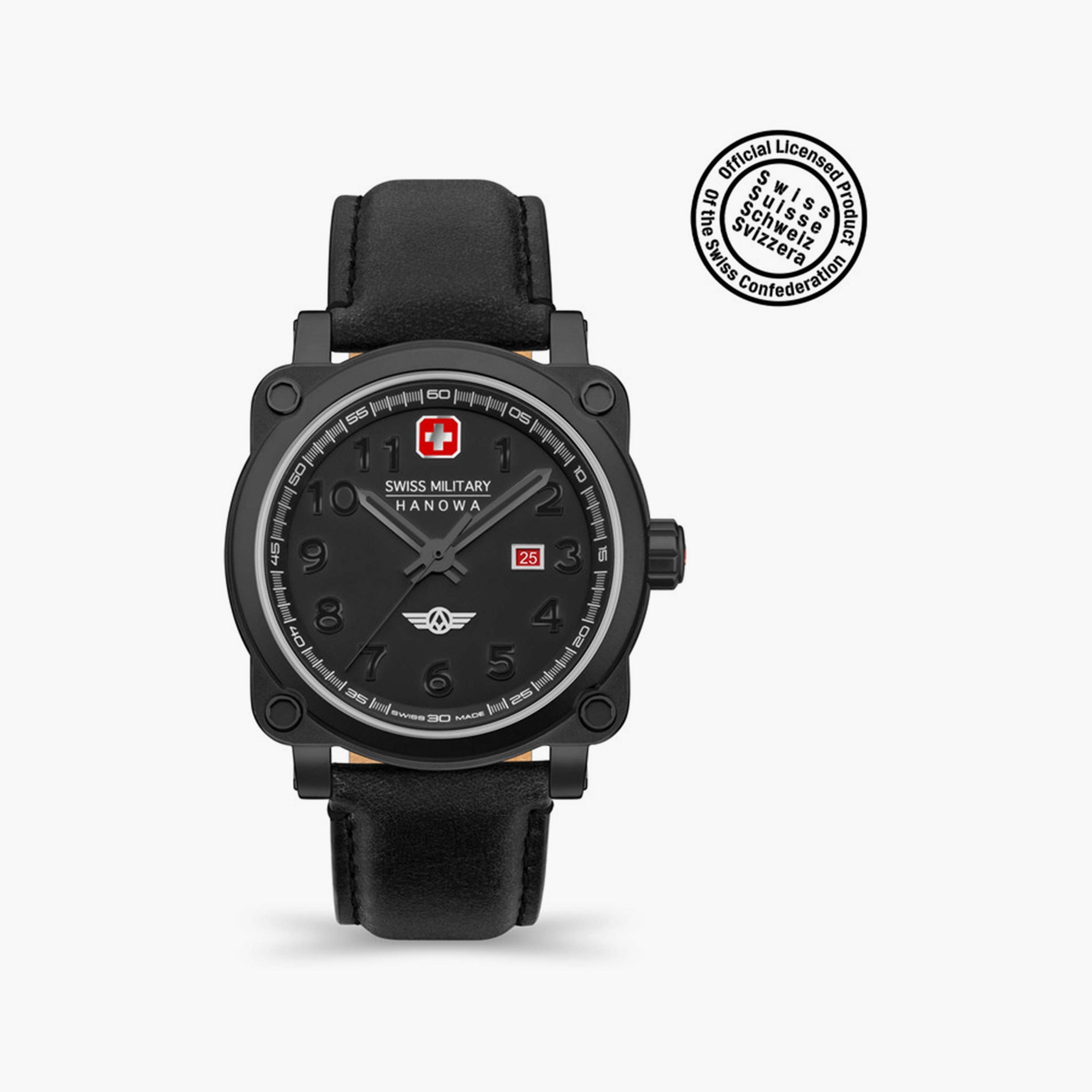 ساعة سويس ميليتاري هانوا للرجال 43 ملم ذات أنالوج من الجلد بلون اسود | SMWGB2101330-men-watchesandjewellery-watches-image-4