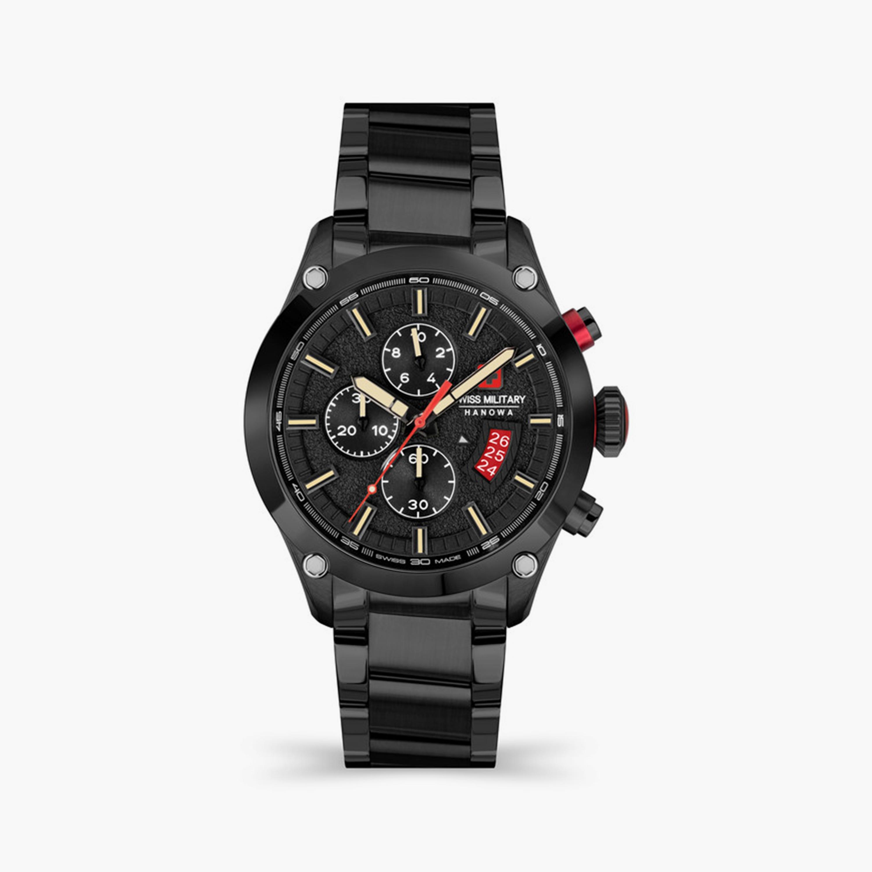 Swiss Military Hanowa Men's 44 MM Black Chronograph Stainless Steel Watch | SMWGI2101431-men-watchesandjewellery-watches-image-1