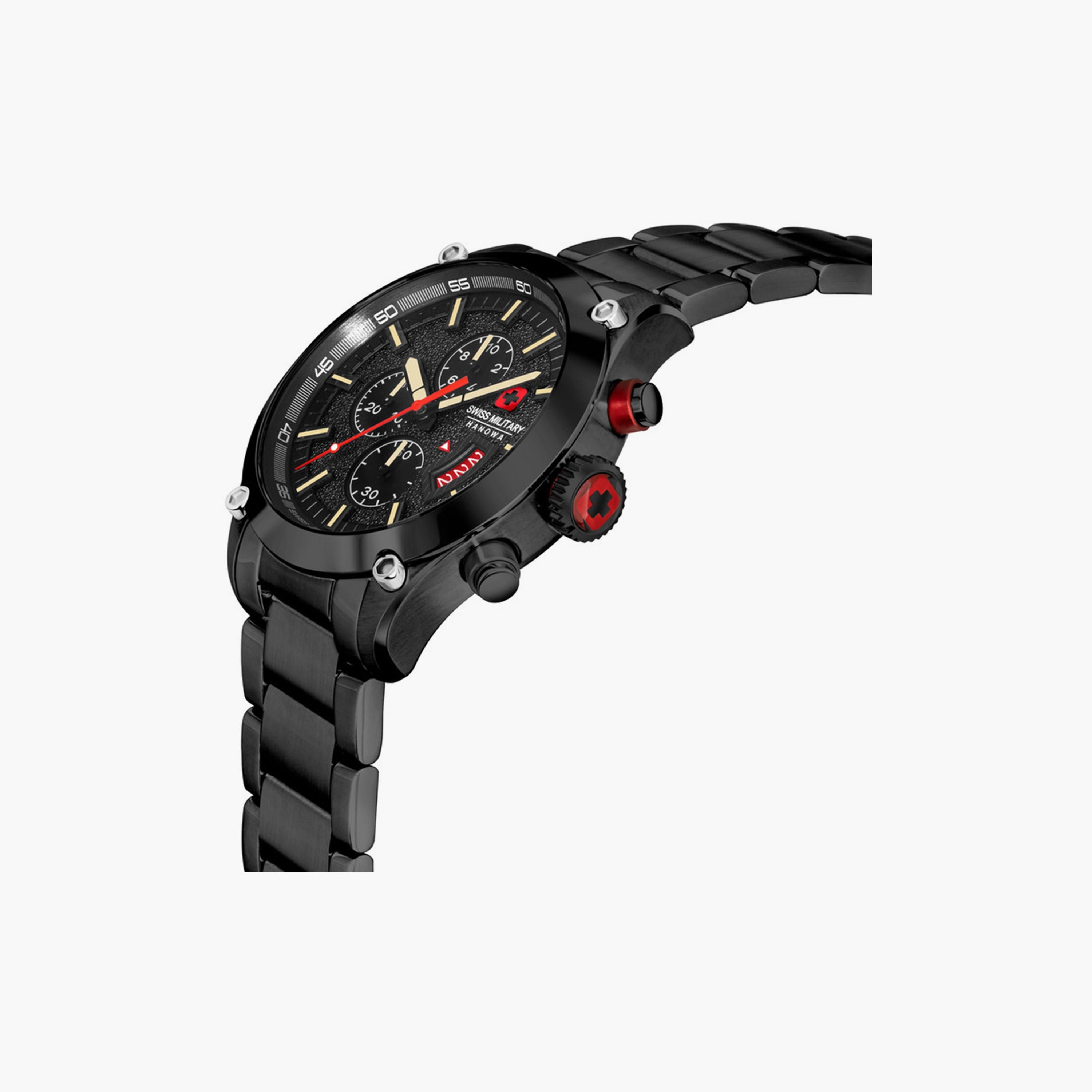 Swiss Military Hanowa Men's 44 MM Black Chronograph Stainless Steel Watch | SMWGI2101431-men-watchesandjewellery-watches-image-2