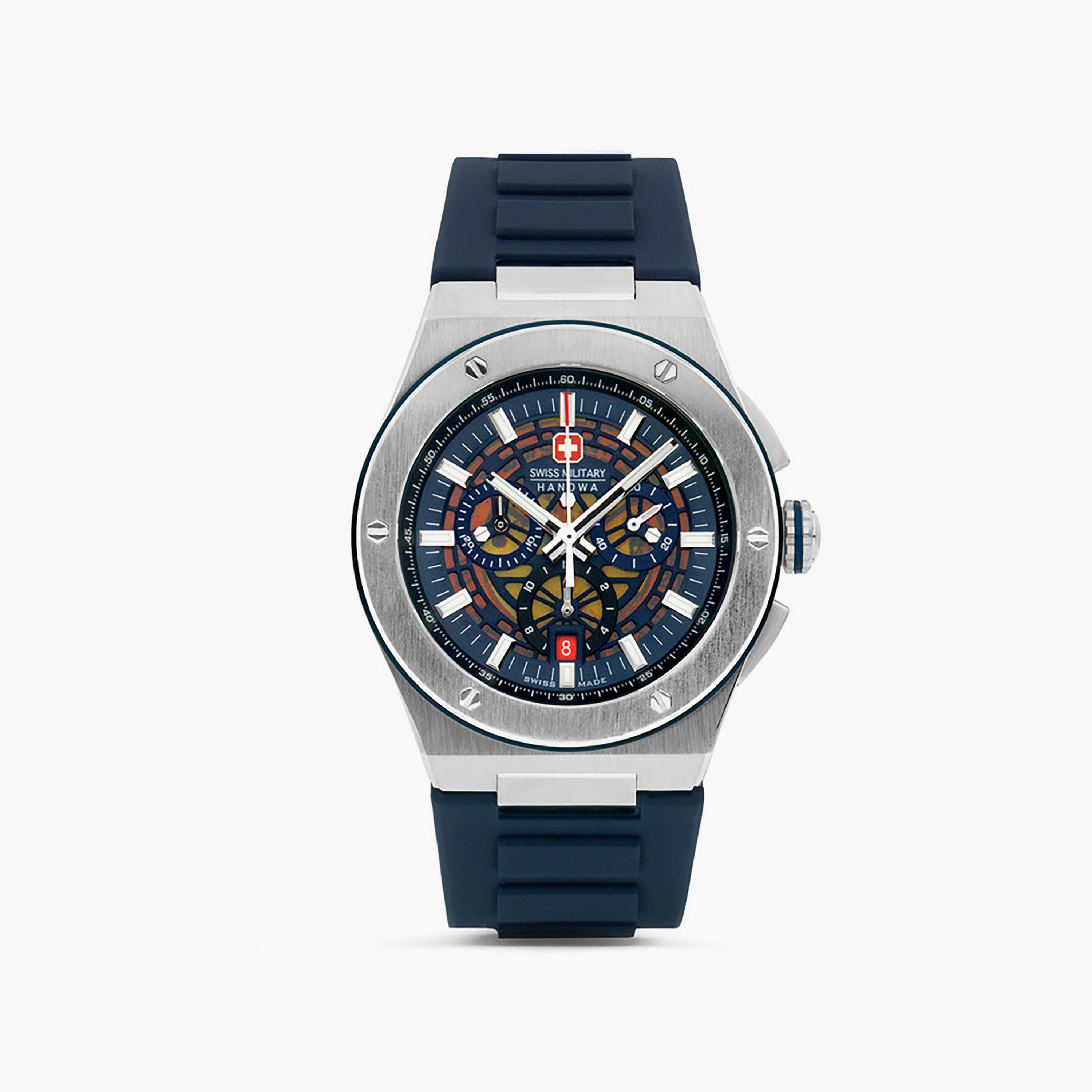 Swiss Military Hanowa Men's 43 MM Blue Chronograph Silicone Watch | SMWGO0000902-men-watchesandjewellery-watches-image-1