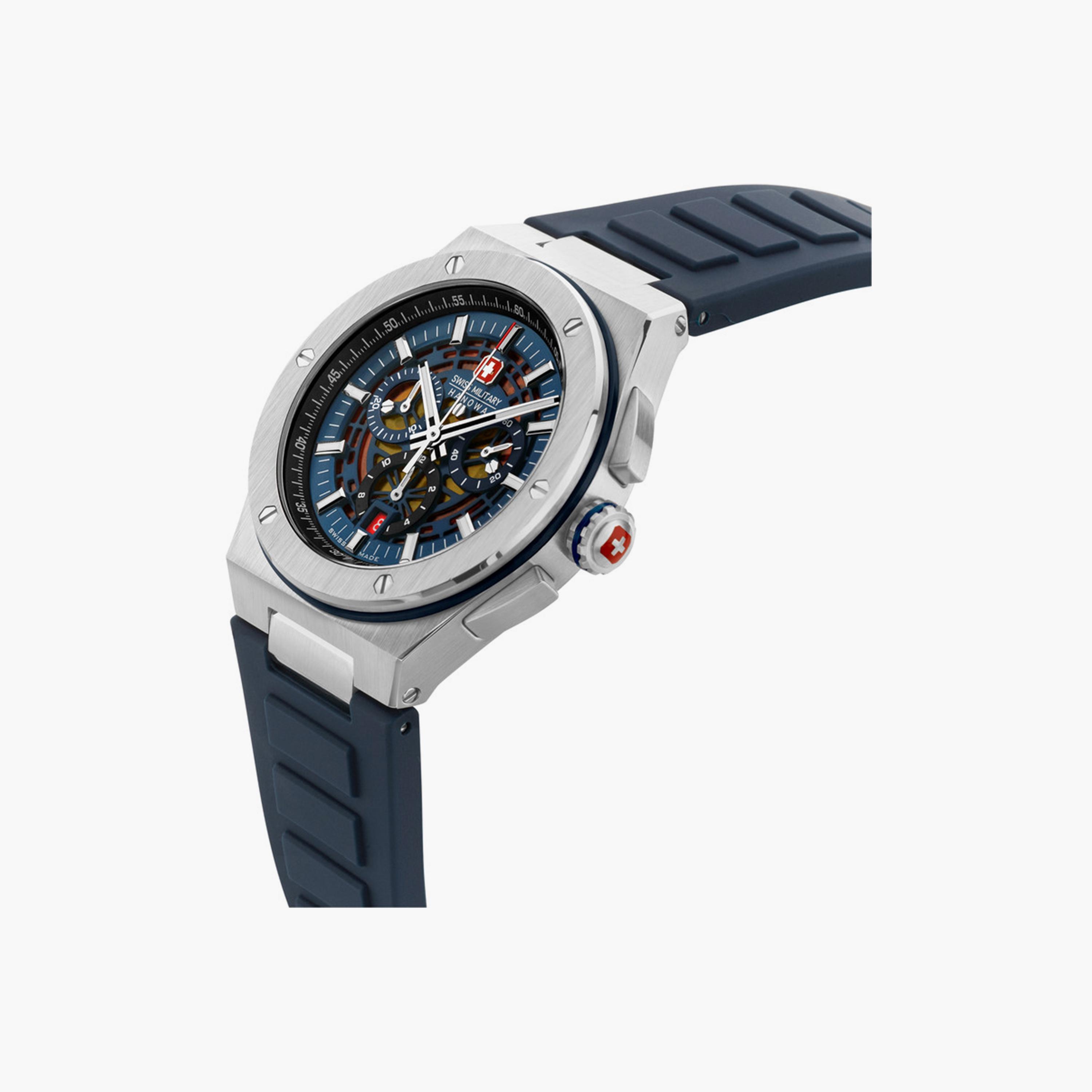 Swiss Military Hanowa Men's 43 MM Blue Chronograph Silicone Watch | SMWGO0000902-men-watchesandjewellery-watches-image-2
