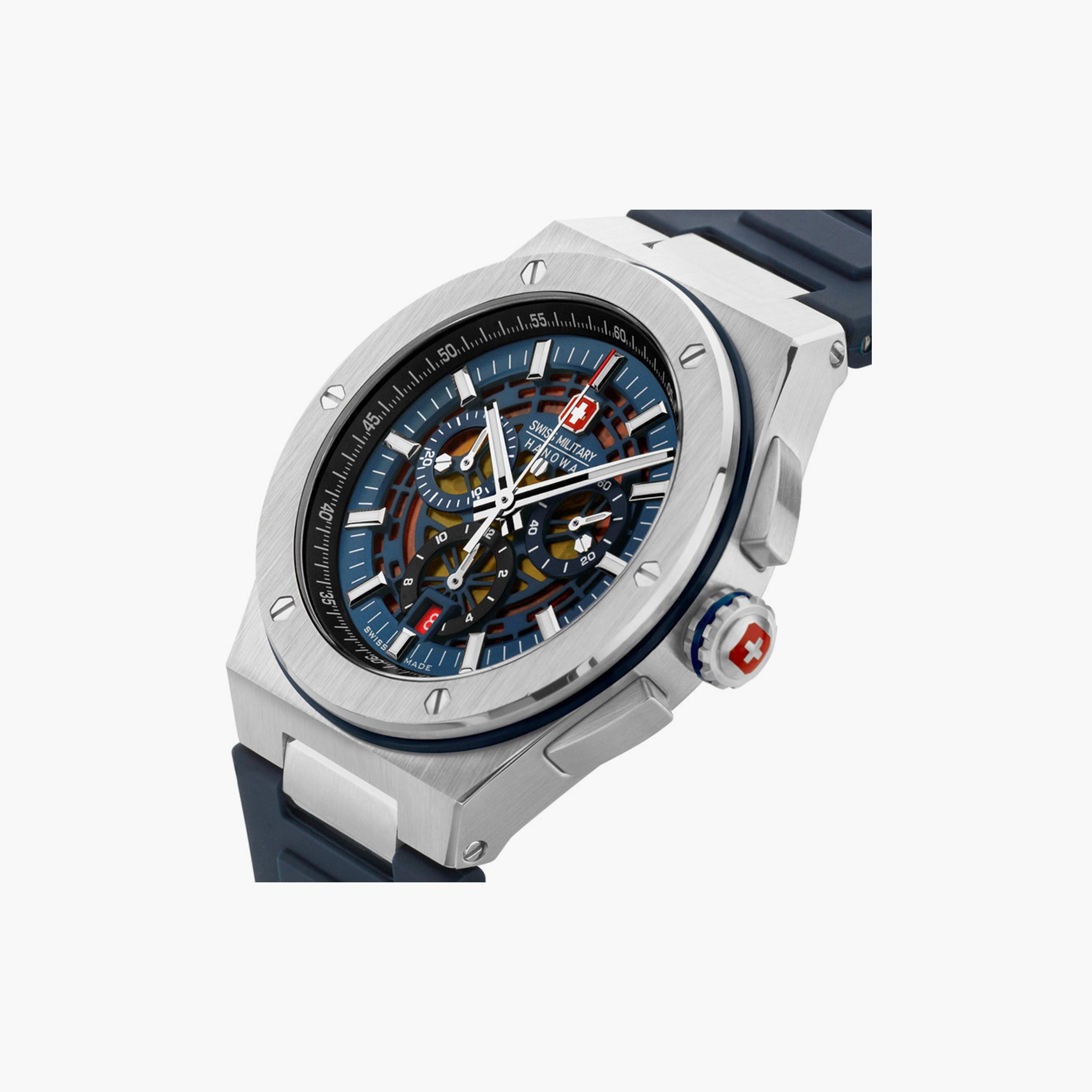 Swiss Military Hanowa Men's 43 MM Blue Chronograph Silicone Watch | SMWGO0000902-men-watchesandjewellery-watches-image-4