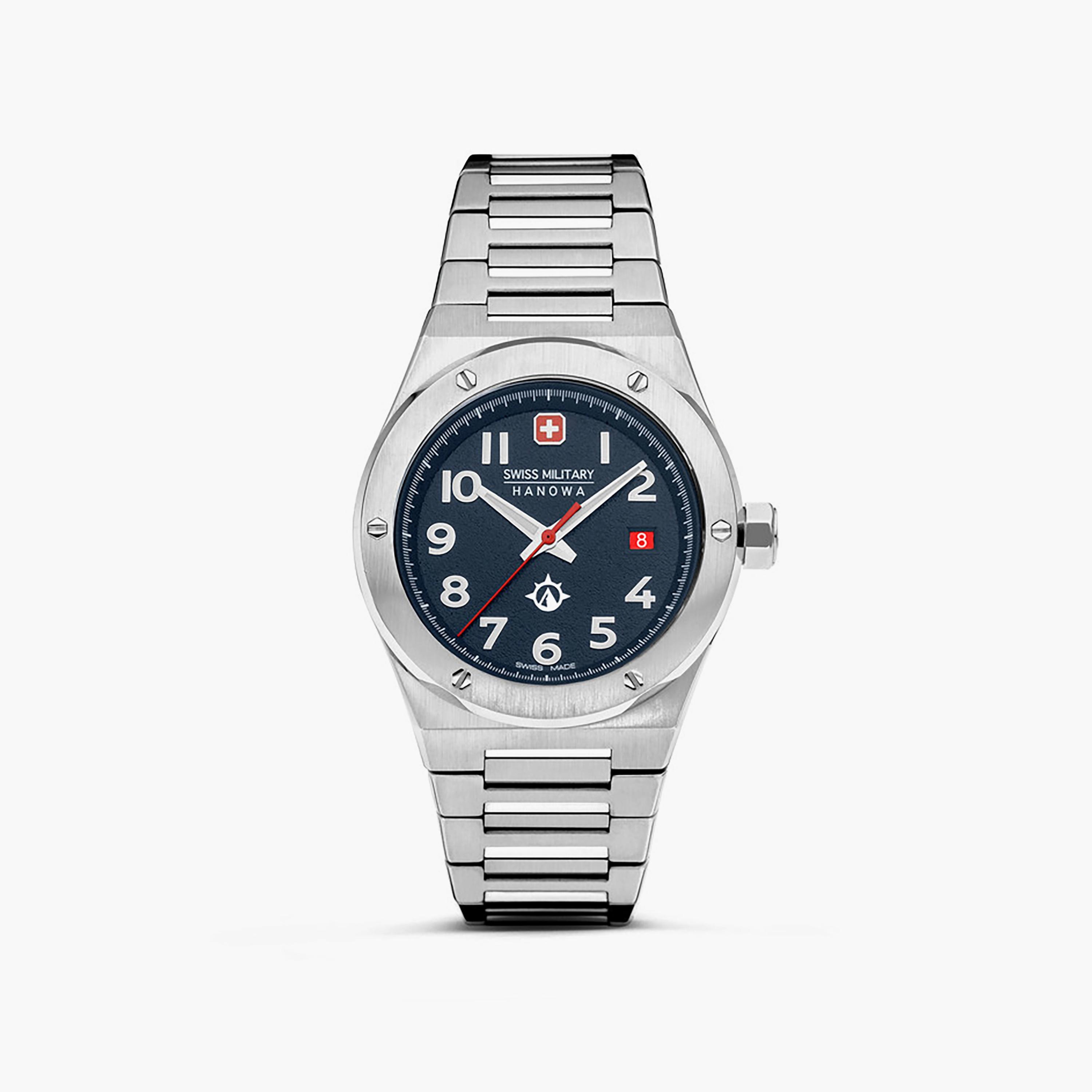 ساعة انالوج من سويس ميليتاري هانوا للرجال مع 43 مم بلون فضي من ستانلس ستيل | SMWGH2101903-men-watchesandjewellery-watches-image-1