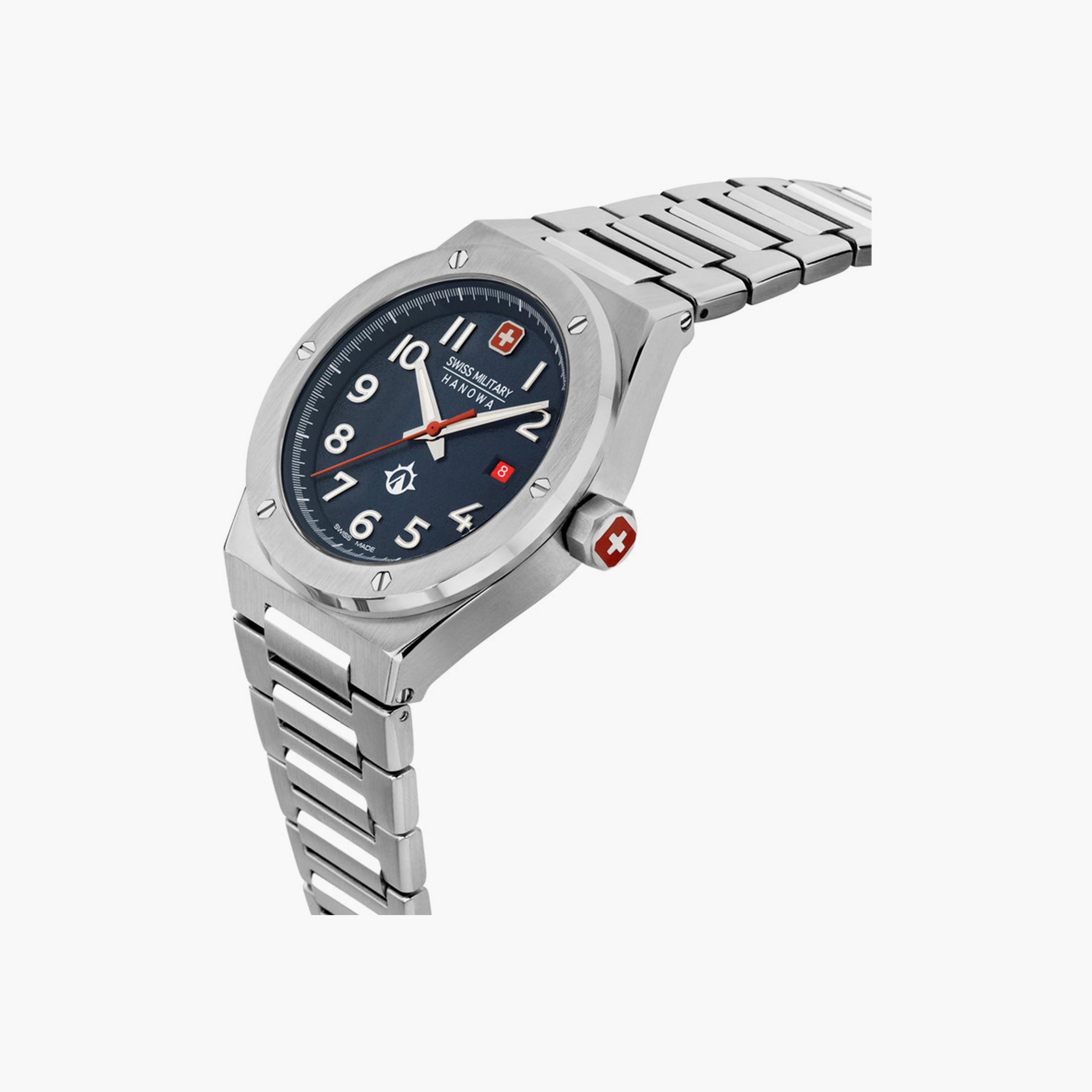 ساعة انالوج من سويس ميليتاري هانوا للرجال مع 43 مم بلون فضي من ستانلس ستيل | SMWGH2101903-men-watchesandjewellery-watches-image-2