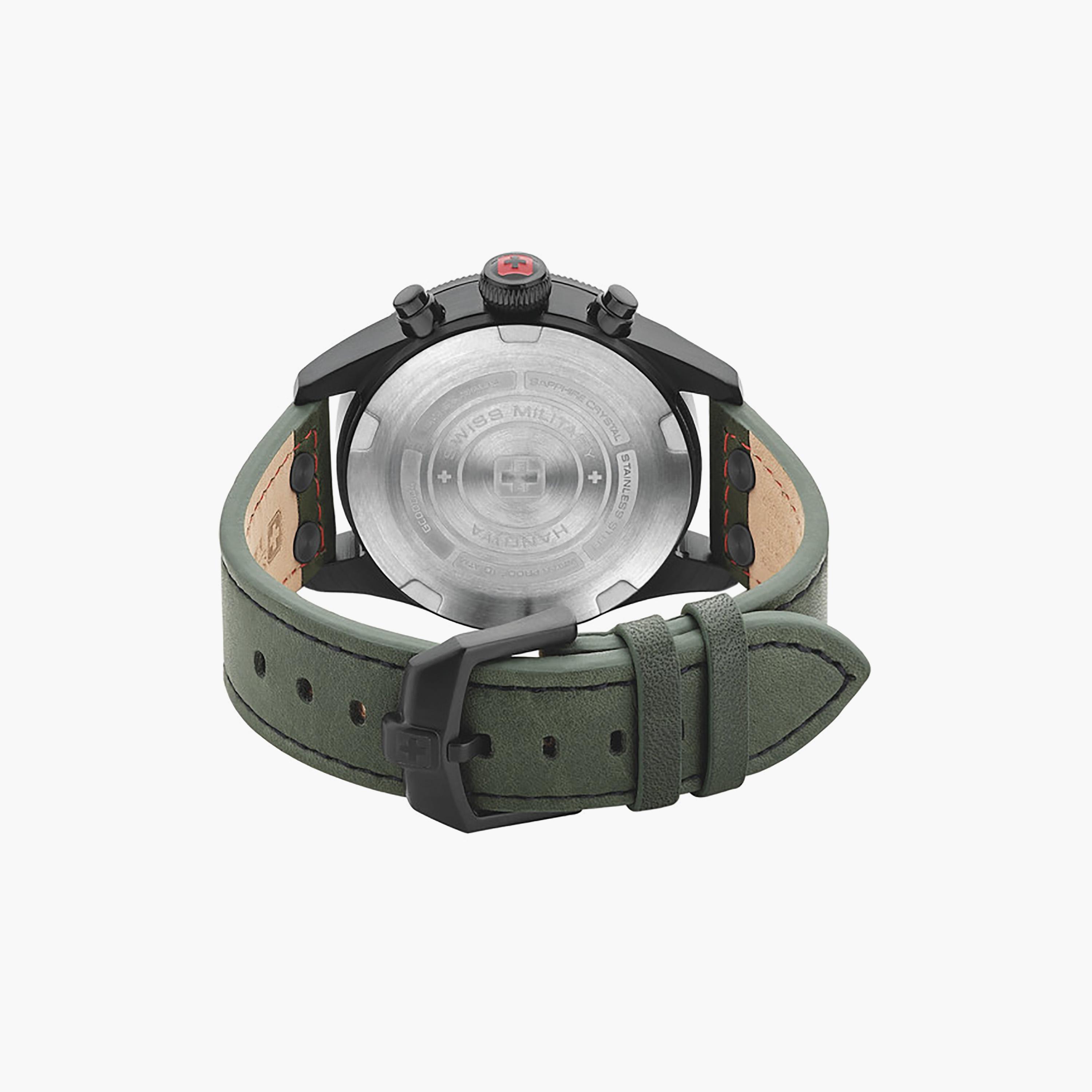 ساعة سويس ميليتاري هانوا للرجال 43 ملم ذات كرونوغراف من الجلد بلون زيتوني | SMWGC0000430-men-watchesandjewellery-watches-image-3