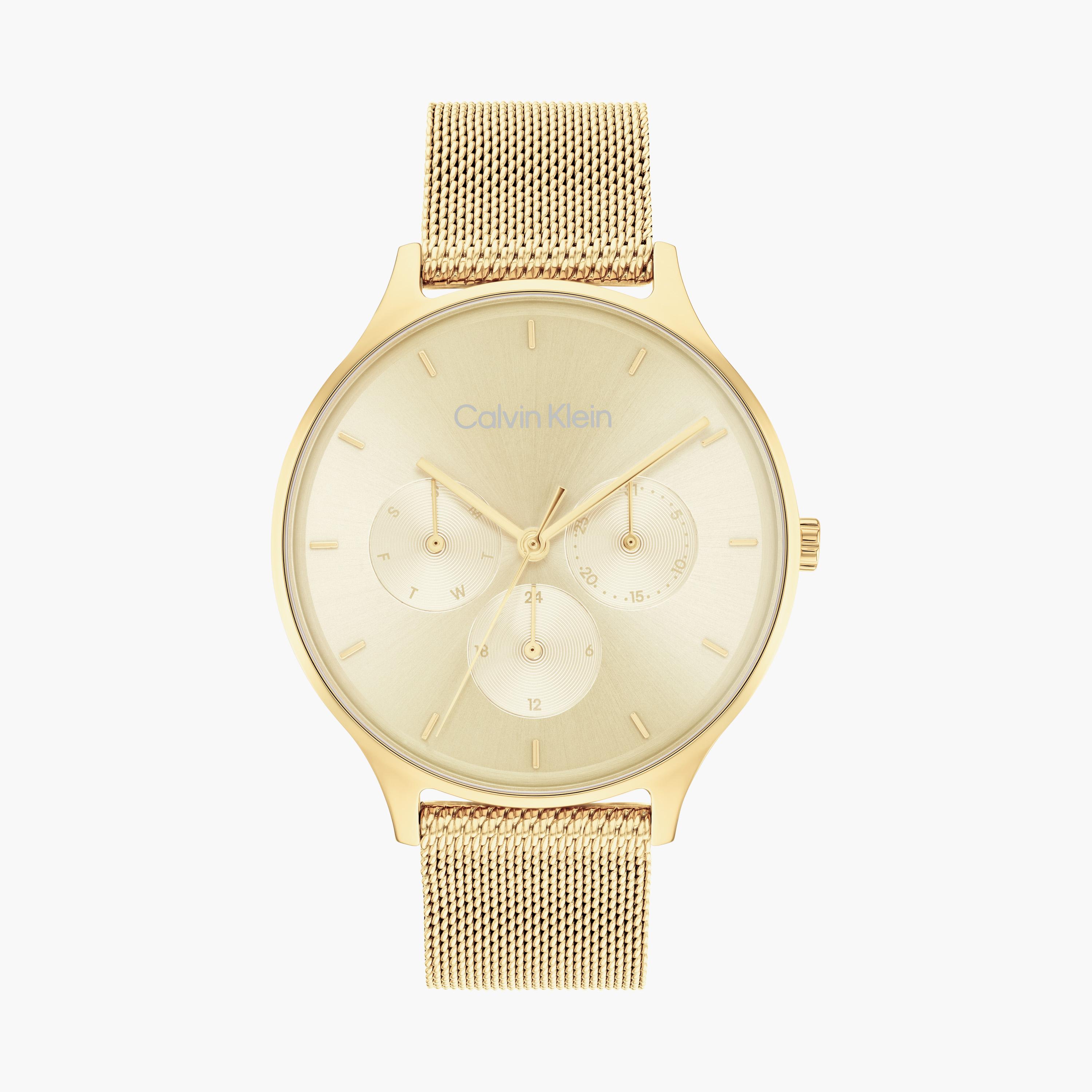كالفن كلاين- ساعة للنساء 38 ملم من الستانلس ستيلباللون الذهبي الكرونوغراف | 25200103-women-watchesandjewellery-watches-image-1