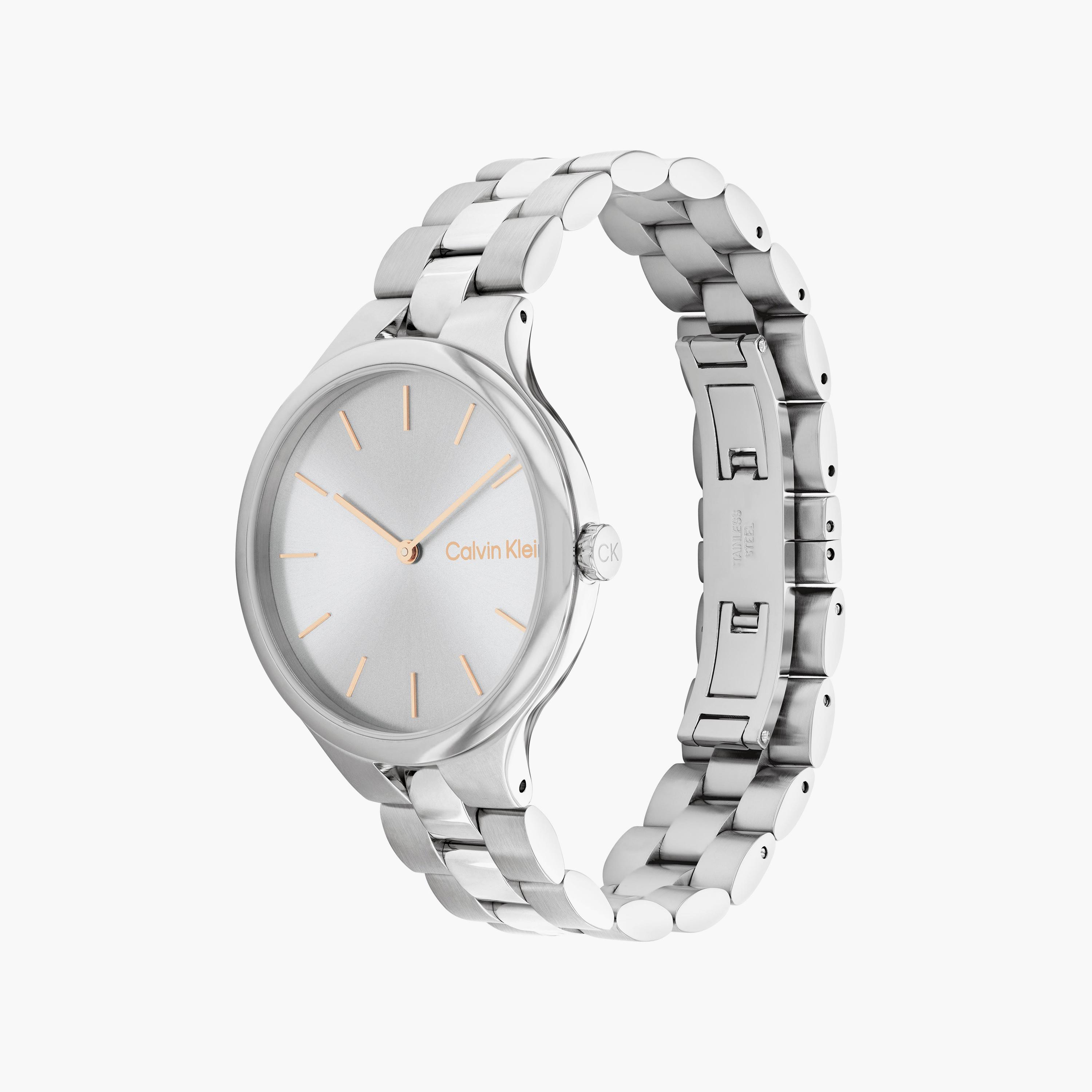 كالفن كلاين- ساعة للنساء 38 ملم بسوار فضي من الستانلس ستيل | 25200128-women-watchesandjewellery-watches-image-2