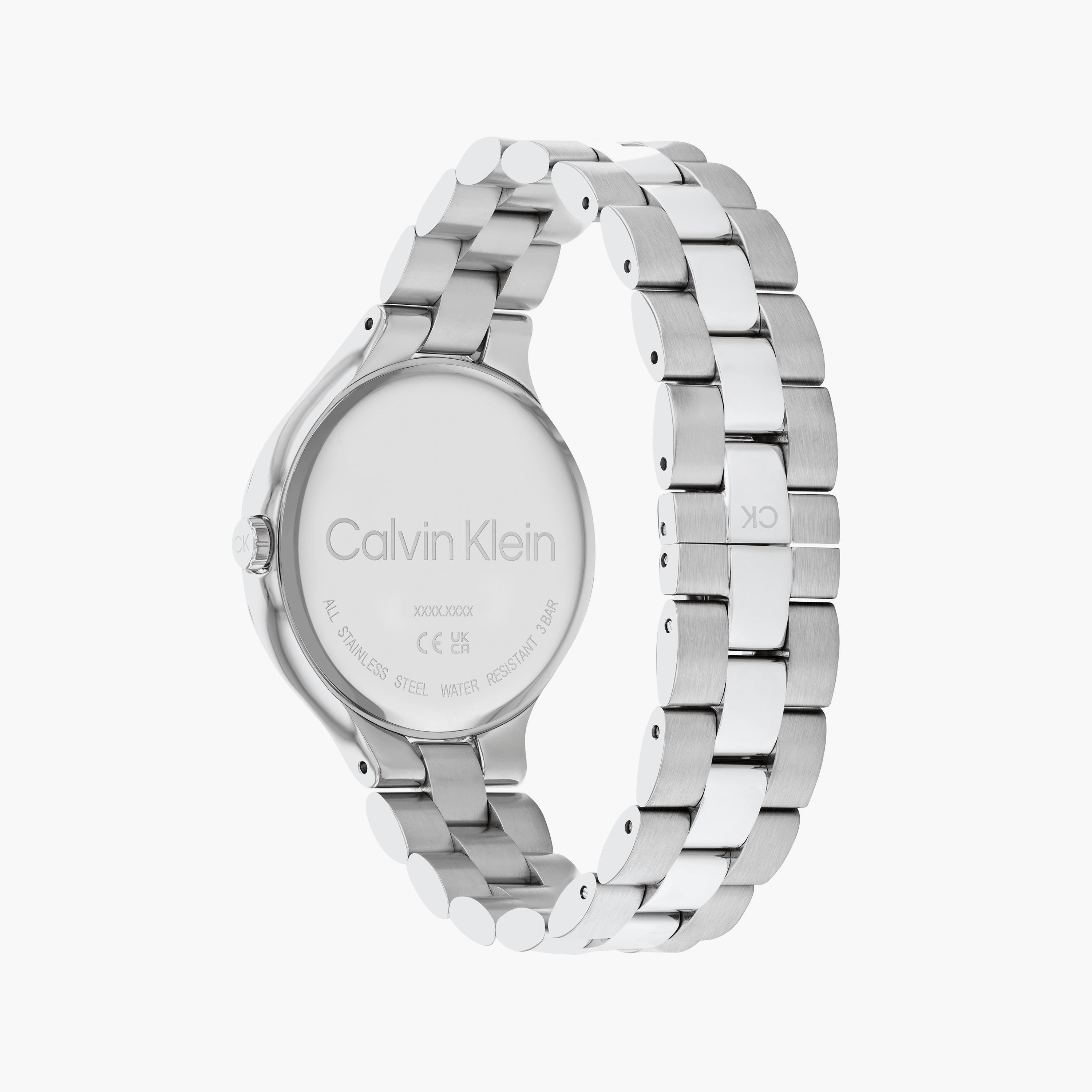 كالفن كلاين- ساعة للنساء 38 ملم بسوار فضي من الستانلس ستيل | 25200128-women-watchesandjewellery-watches-image-3