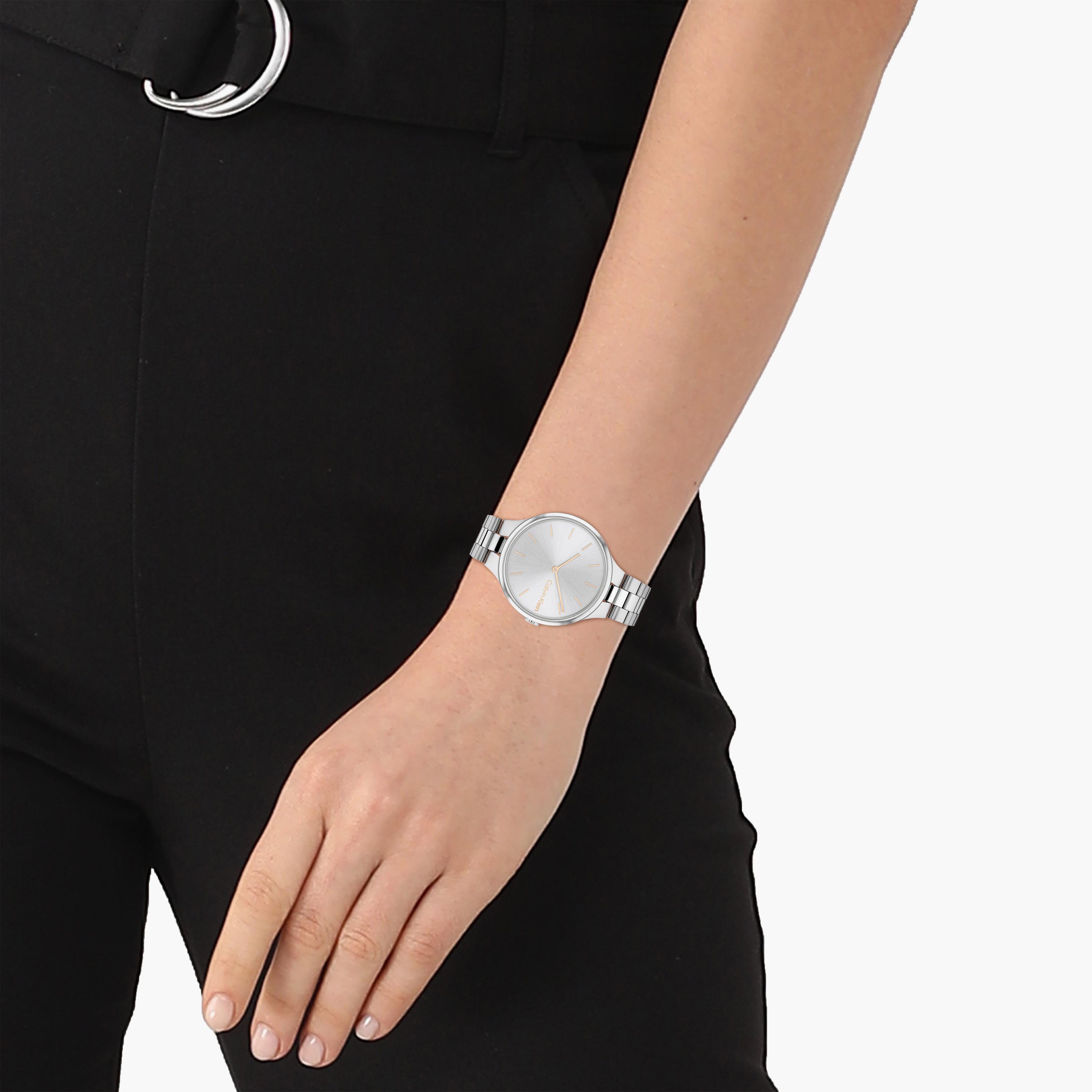 كالفن كلاين- ساعة للنساء 38 ملم بسوار فضي من الستانلس ستيل | 25200128-women-watchesandjewellery-watches-image-4