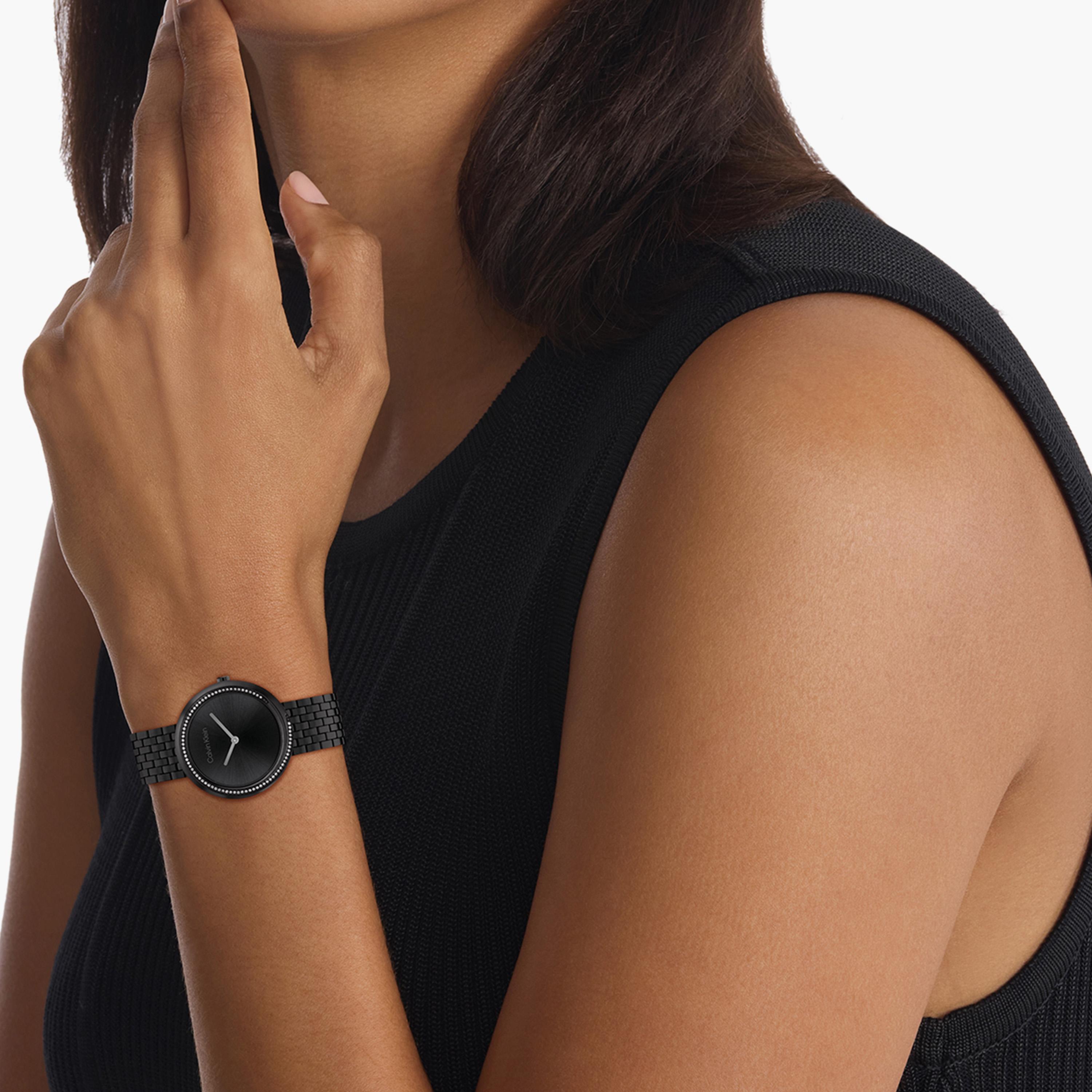 كالفن كلاين- ساعة للنساء بسوار من الستانلس ستيل باللون الأسود مقاس 34 ملم | 25100039-women-watchesandjewellery-watches-image-4
