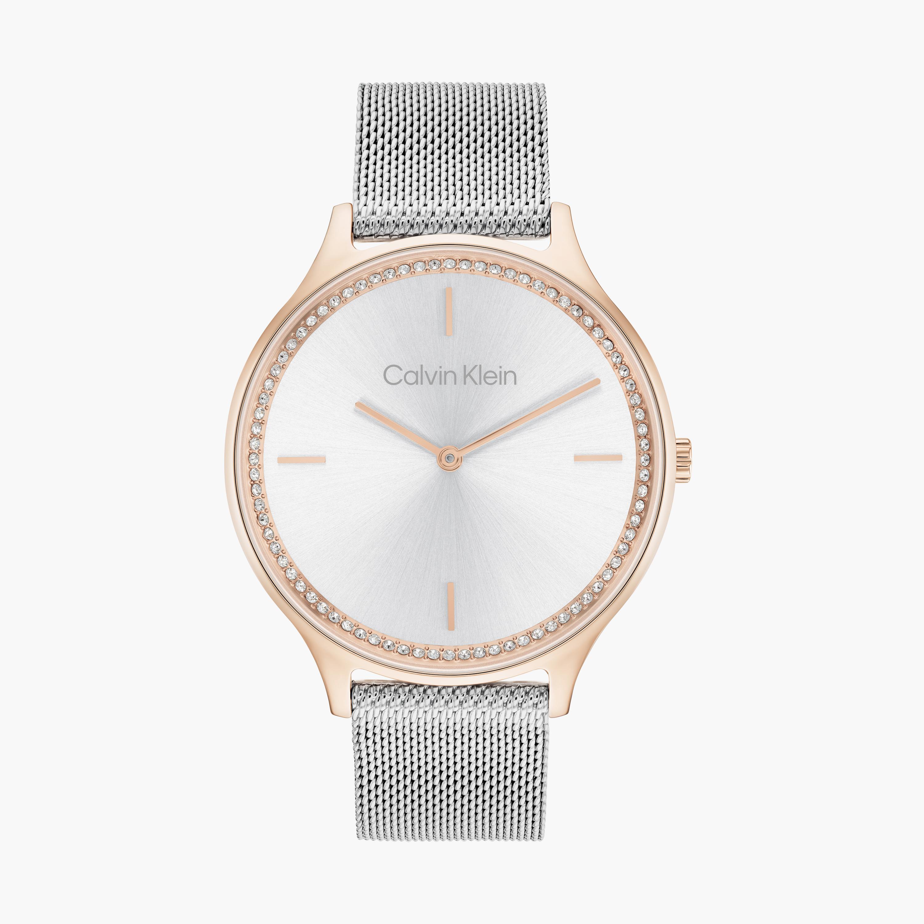 كالفن كلاين- ساعة للنساء 38 ملم بسوار فضي من الستانلس ستيل | 25100006-women-watchesandjewellery-watches-image-1