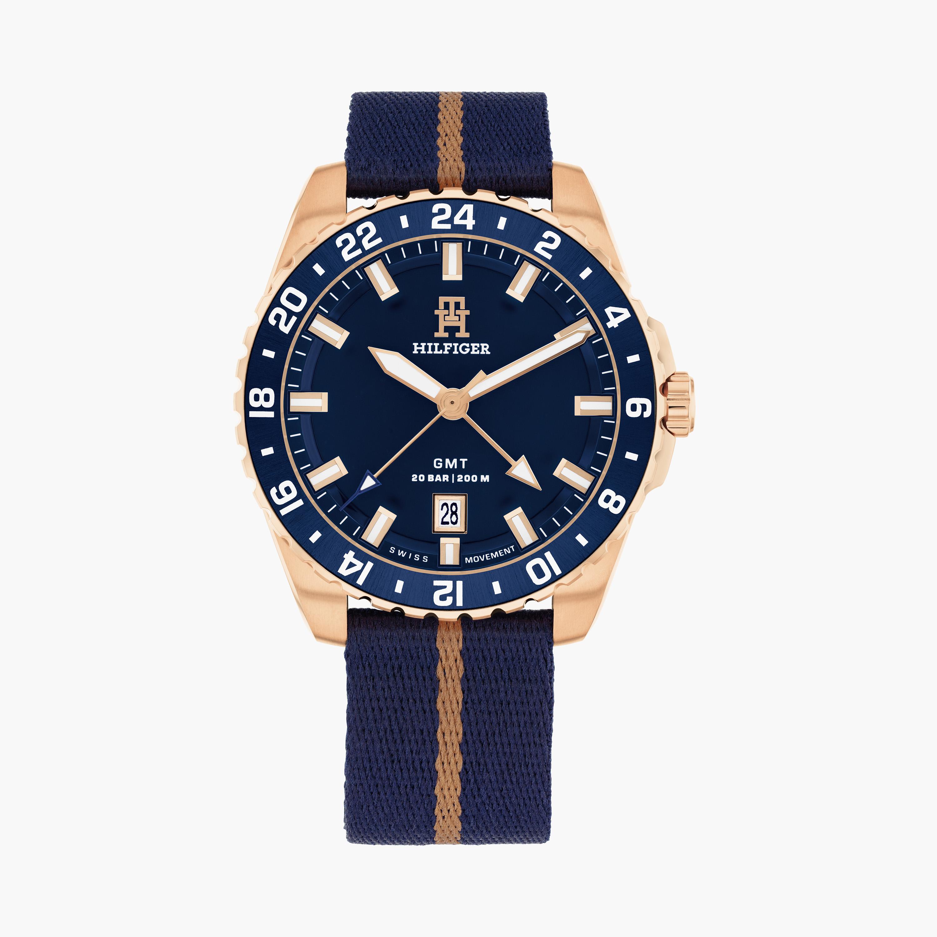 تومي هيلفيغر- ساعة للرجال 42 ملم باللون الأزرق البحري من الستانلس ستيل | 1792130-men-watchesandjewellery-watches-image-1