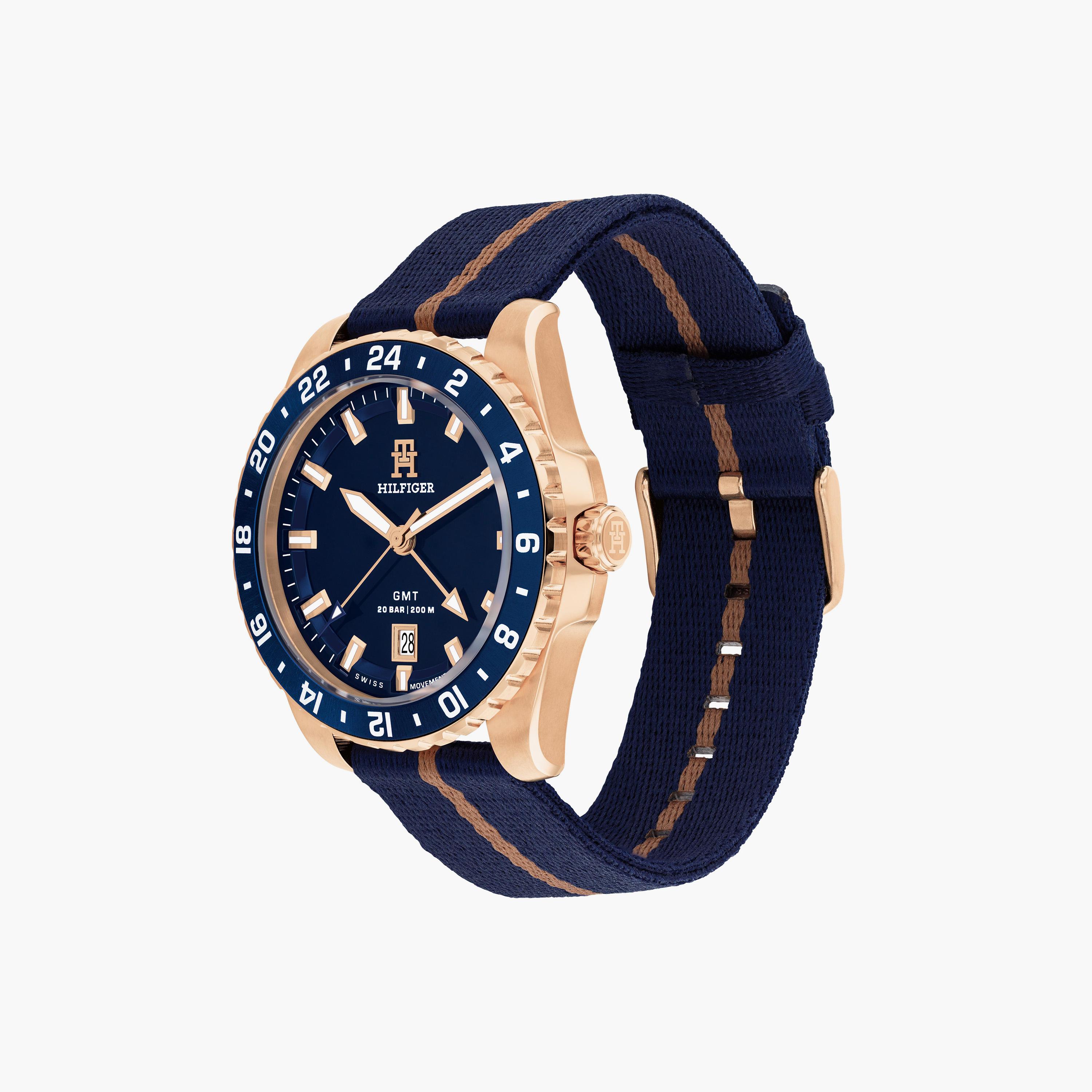 تومي هيلفيغر- ساعة للرجال 42 ملم باللون الأزرق البحري من الستانلس ستيل | 1792130-men-watchesandjewellery-watches-image-2