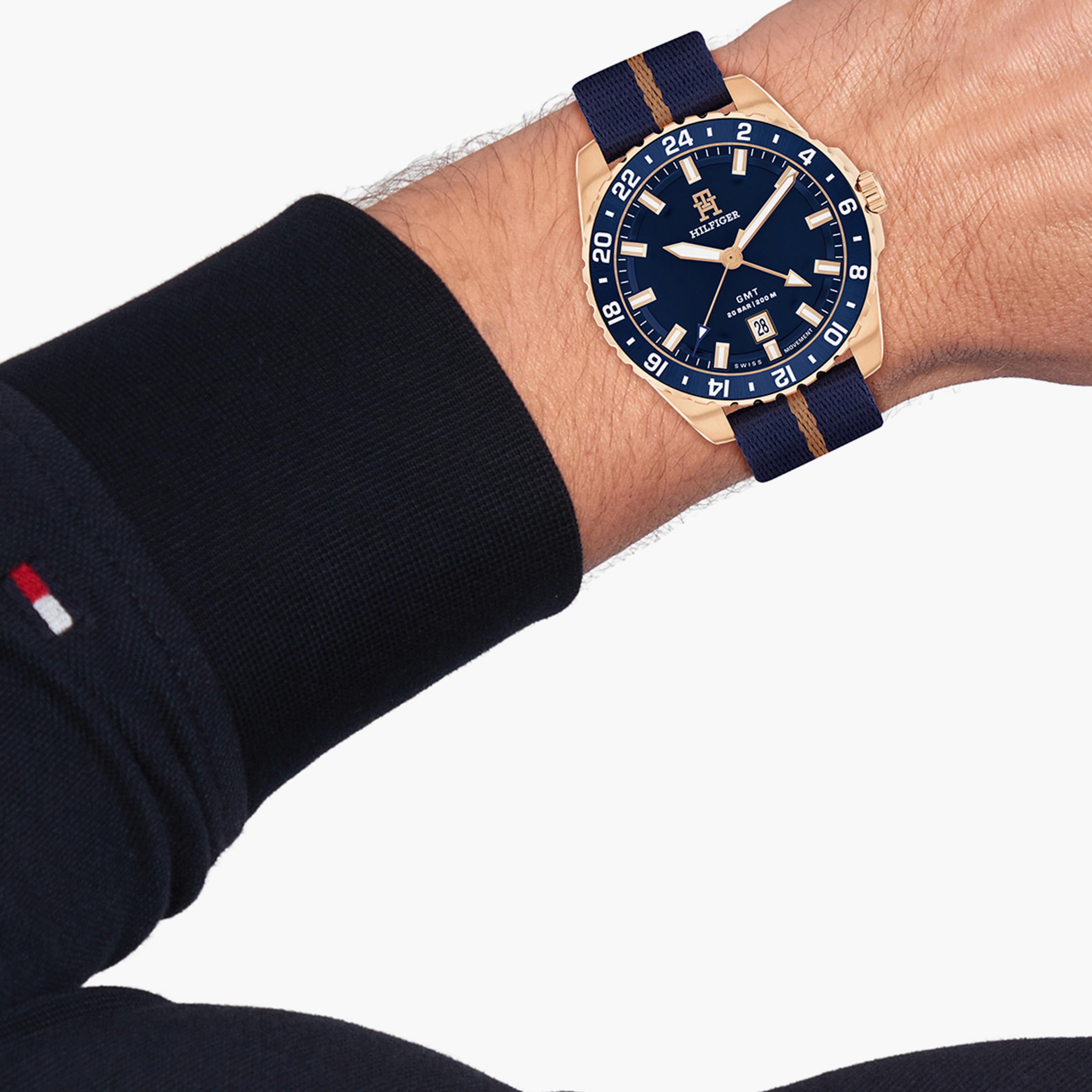 تومي هيلفيغر- ساعة للرجال 42 ملم باللون الأزرق البحري من الستانلس ستيل | 1792130-men-watchesandjewellery-watches-image-4