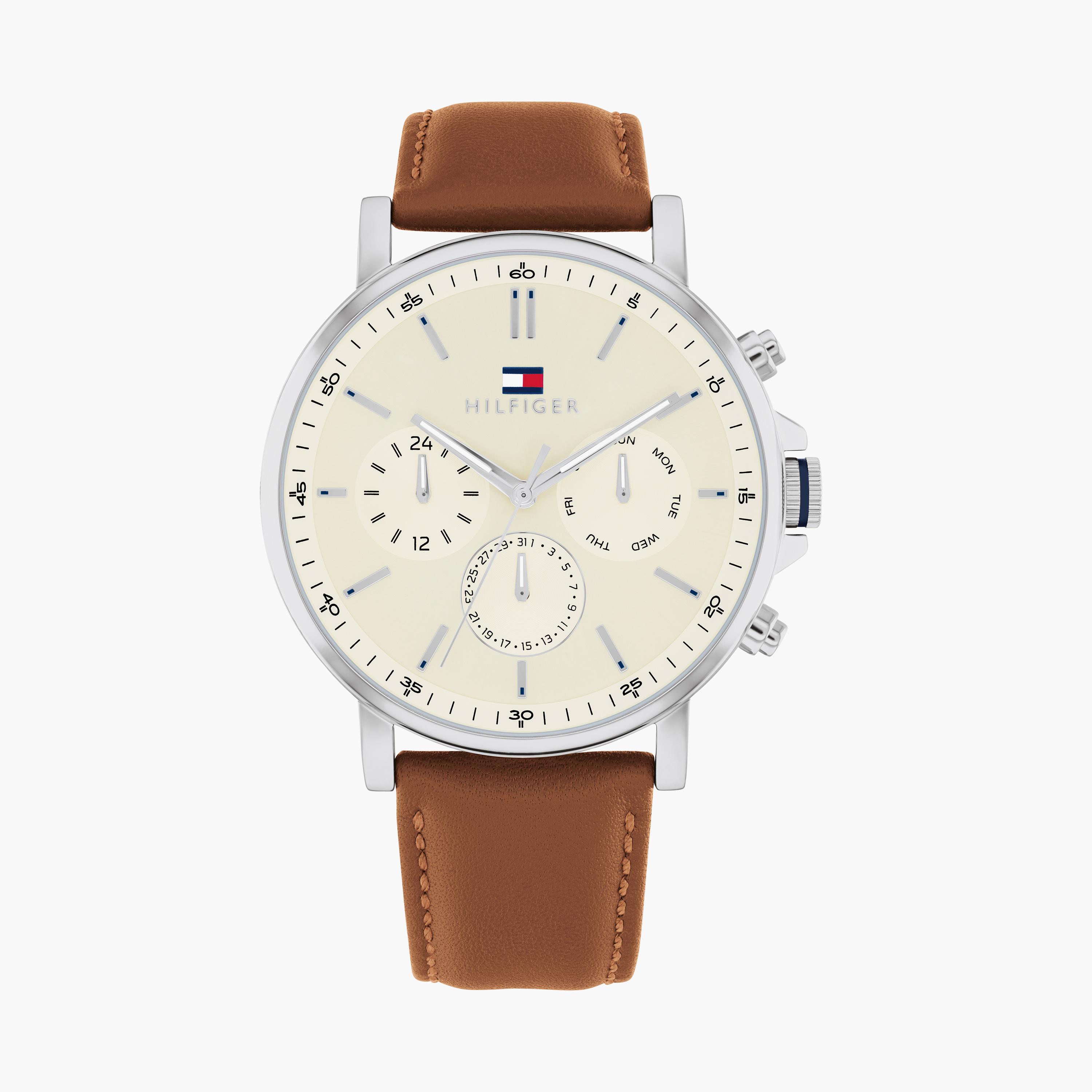 تومي هيلفيغر- ساعة كرونوغراف بنية للرجال 44 مم من الستانلس ستيل | 1792143-men-watchesandjewellery-watches-image-1