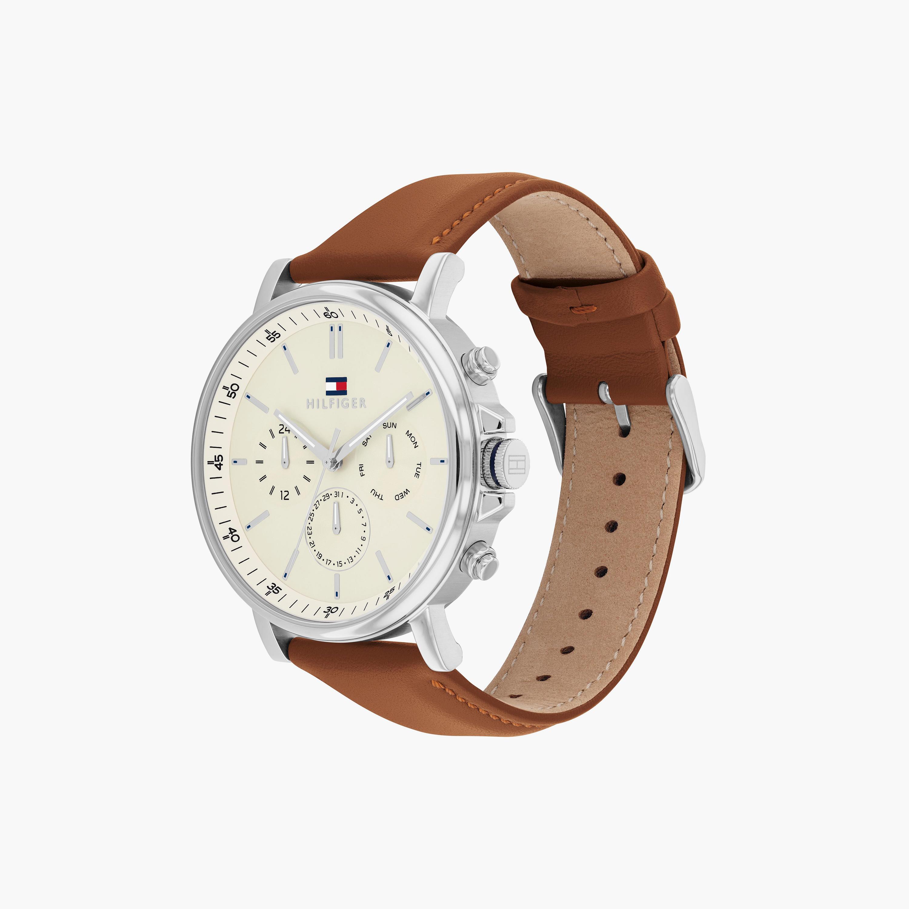 تومي هيلفيغر- ساعة كرونوغراف بنية للرجال 44 مم من الستانلس ستيل | 1792143-men-watchesandjewellery-watches-image-2