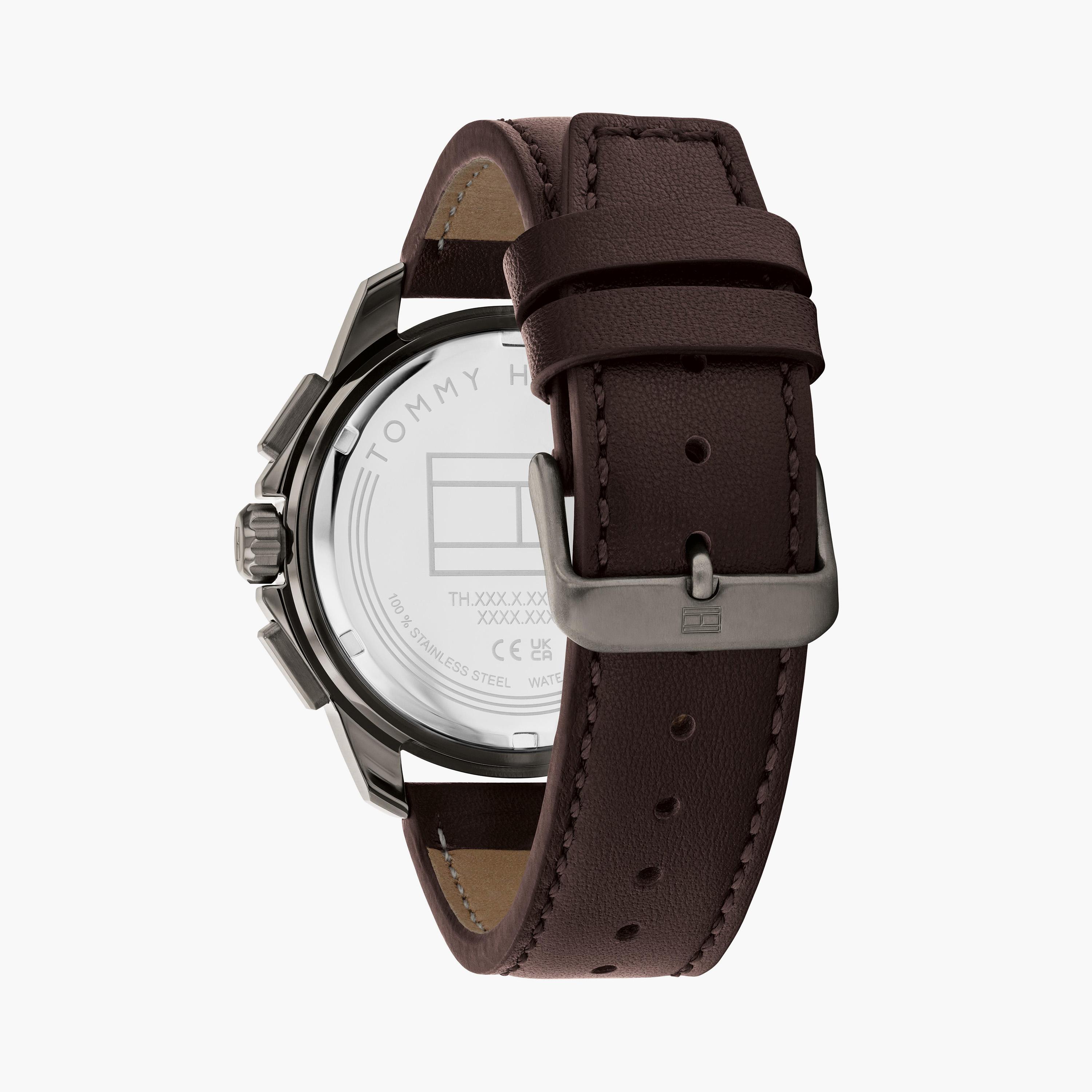 تومي هيلفيغر- ساعة للرجال 44 ملم كرونوغراف بنية من الستانلس ستيل | 1710623-men-watchesandjewellery-watches-image-3