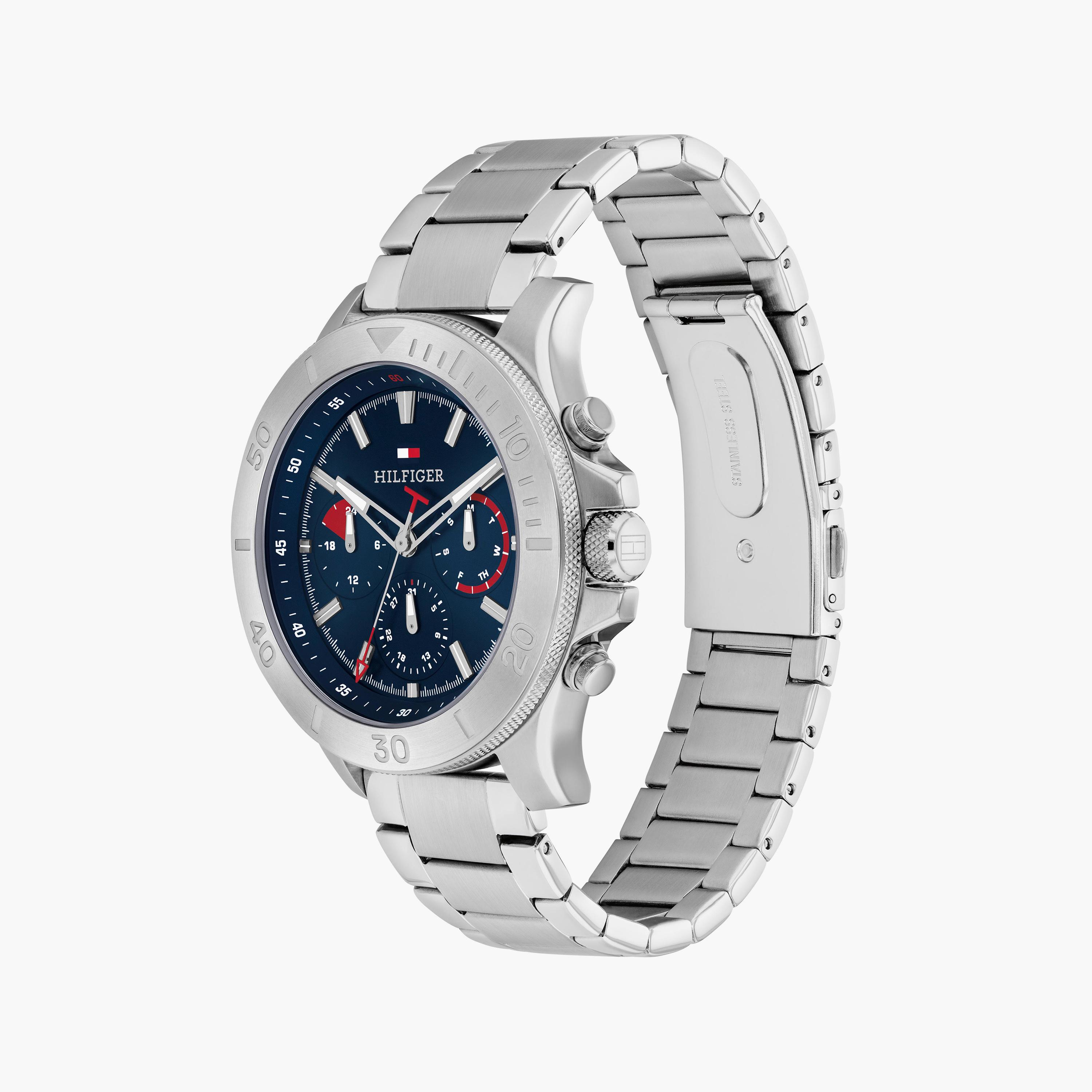 تومي هيلفيغر- ساعة للرجال 46 ملم كرونوغراف فضية من الستانلس ستيل | 1792113-men-watchesandjewellery-watches-image-2