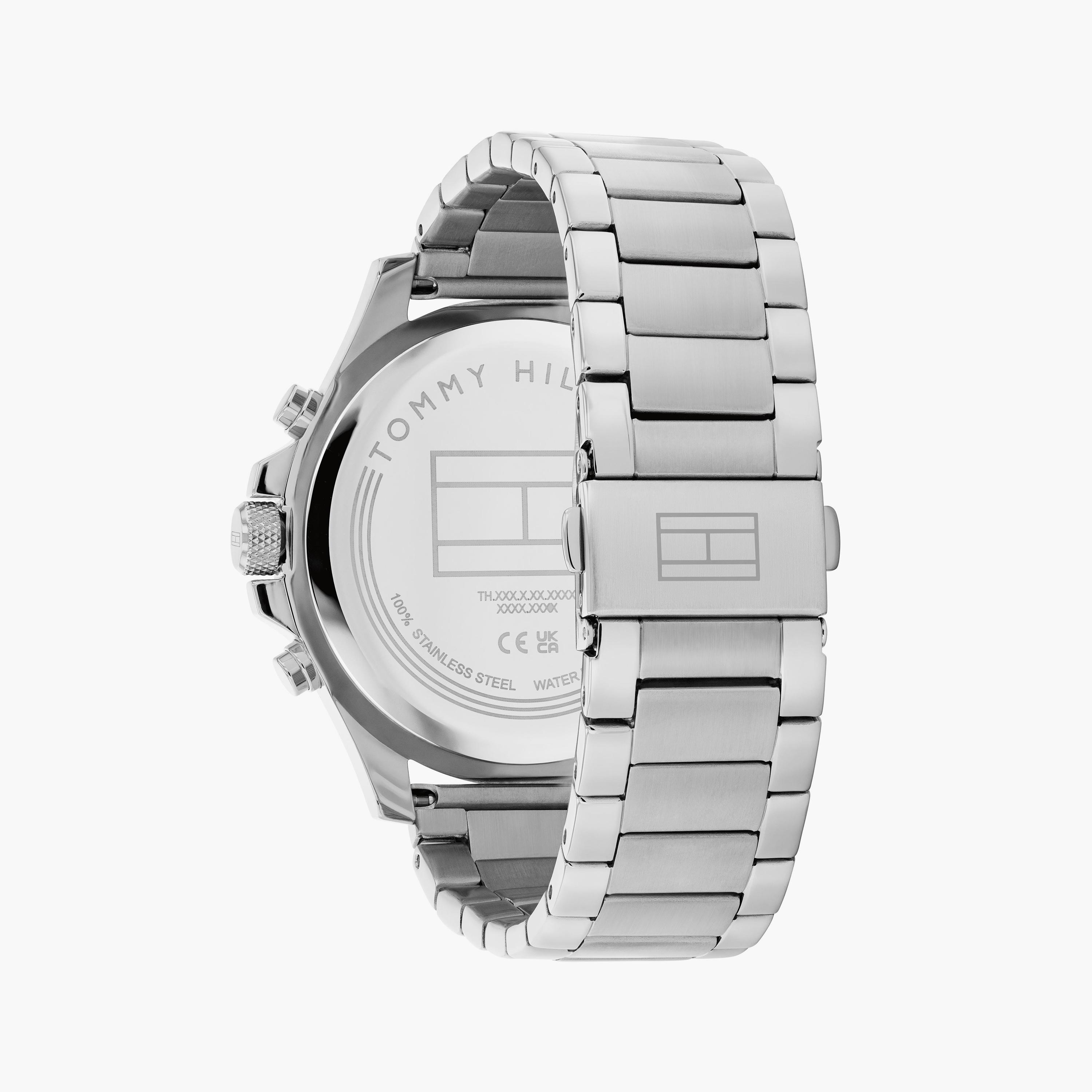 تومي هيلفيغر- ساعة للرجال 46 ملم كرونوغراف فضية من الستانلس ستيل | 1792113-men-watchesandjewellery-watches-image-3