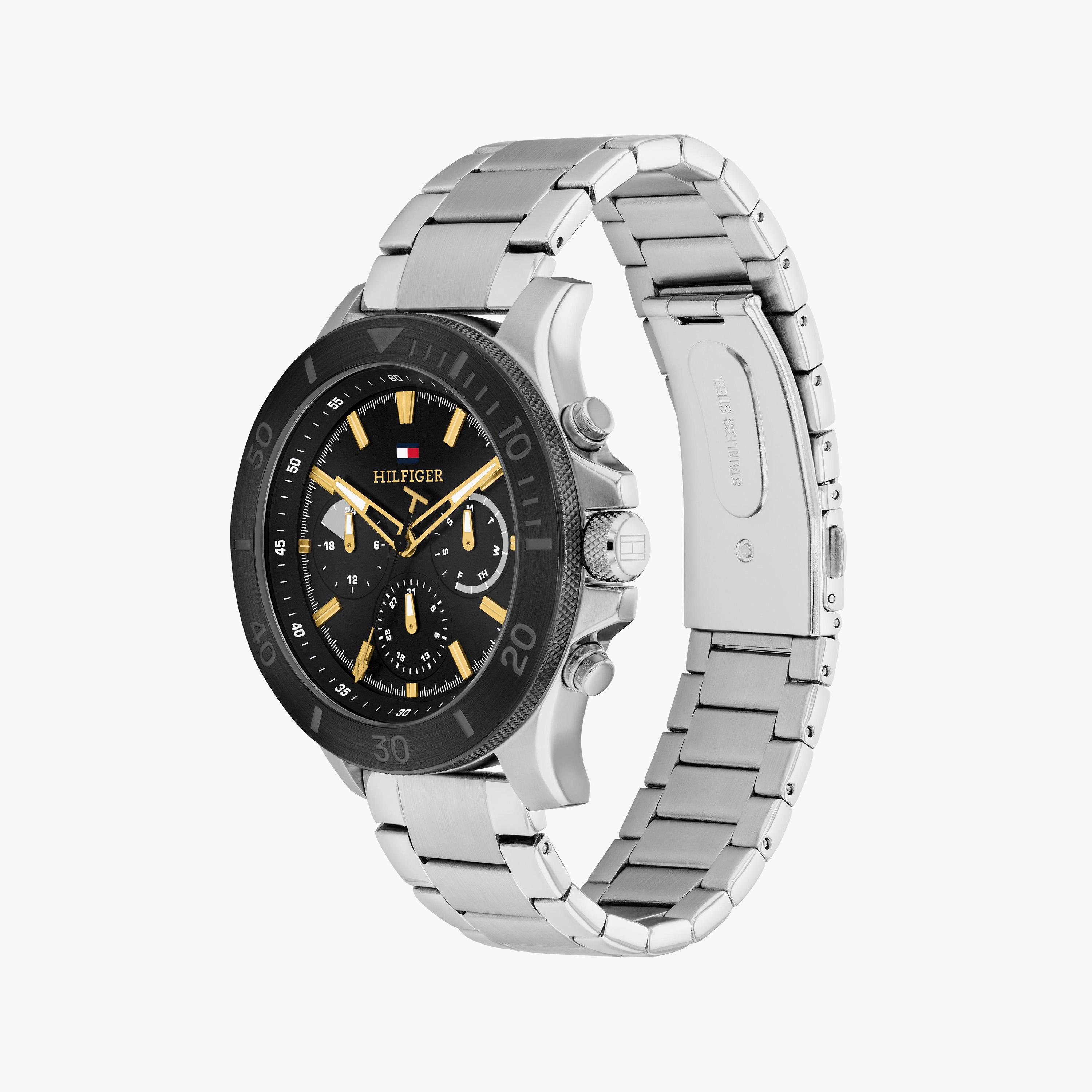 تومي هيلفيغر- ساعة للرجال 46 ملم كرونوغراف فضية من الستانلس ستيل | 1792114-men-watchesandjewellery-watches-image-2