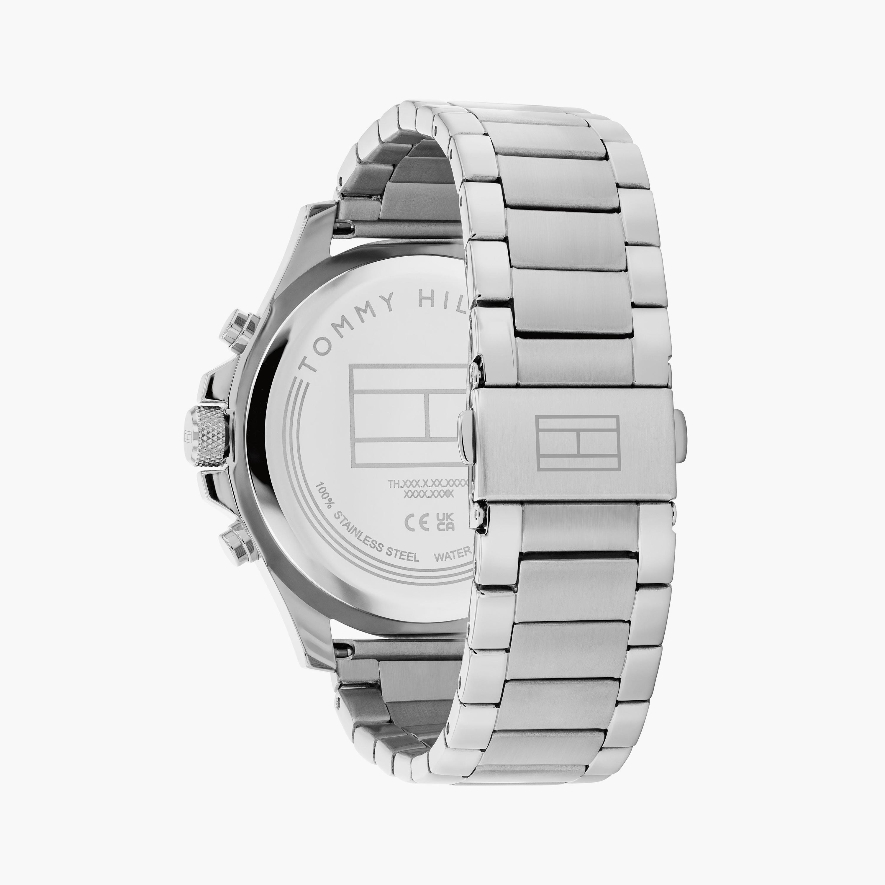 تومي هيلفيغر- ساعة للرجال 46 ملم كرونوغراف فضية من الستانلس ستيل | 1792114-men-watchesandjewellery-watches-image-3