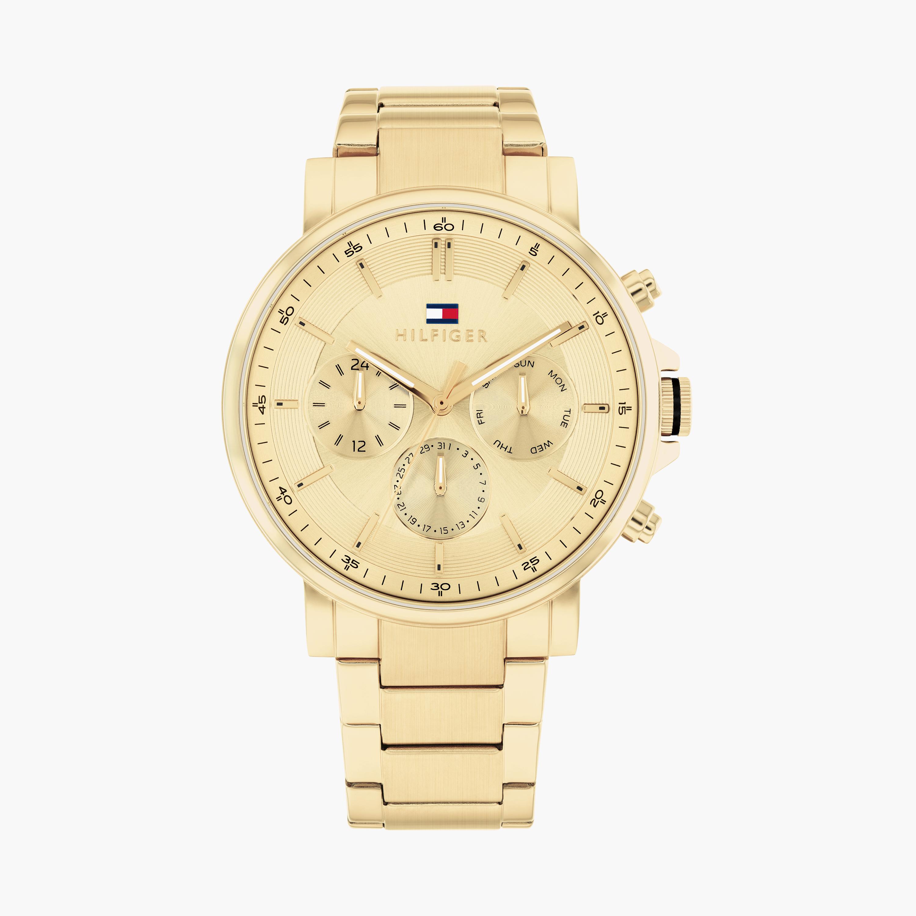 تومي هيلفيغر- ساعة كرونوغراف ذهبية للرجال 44 مم من الستانلس ستيل | 1710611-men-watchesandjewellery-watches-image-1