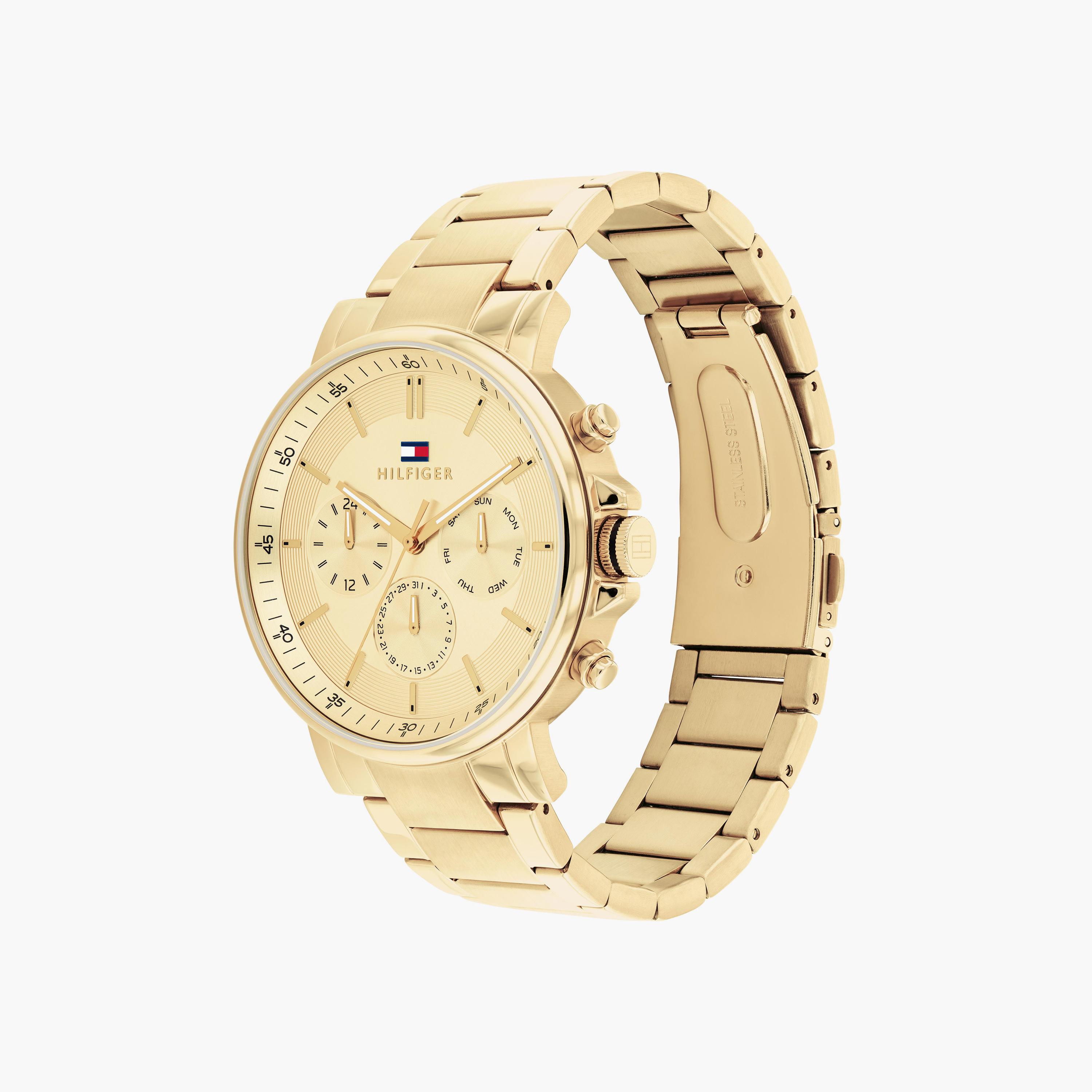 تومي هيلفيغر- ساعة كرونوغراف ذهبية للرجال 44 مم من الستانلس ستيل | 1710611-men-watchesandjewellery-watches-image-2