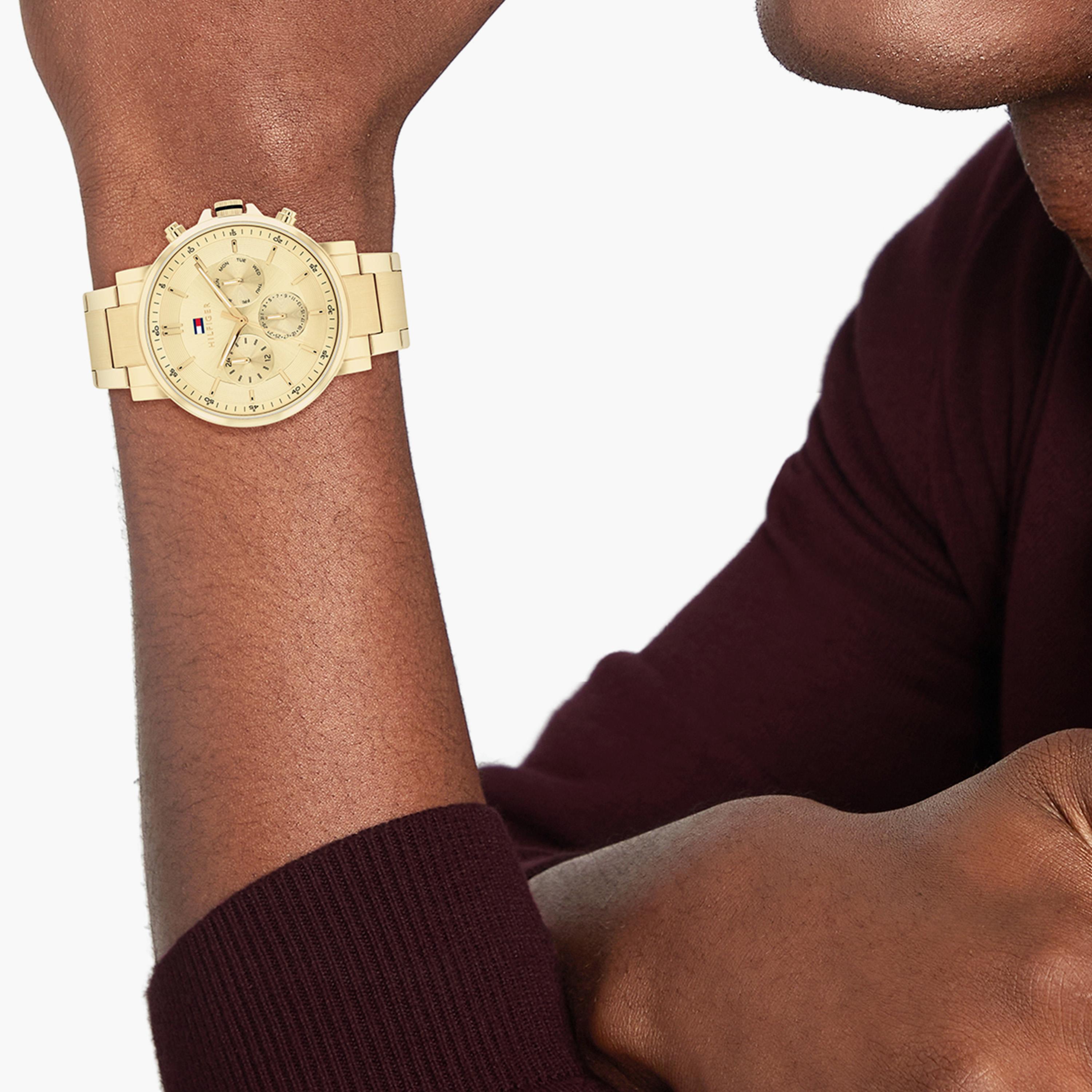 تومي هيلفيغر- ساعة كرونوغراف ذهبية للرجال 44 مم من الستانلس ستيل | 1710611-men-watchesandjewellery-watches-image-4