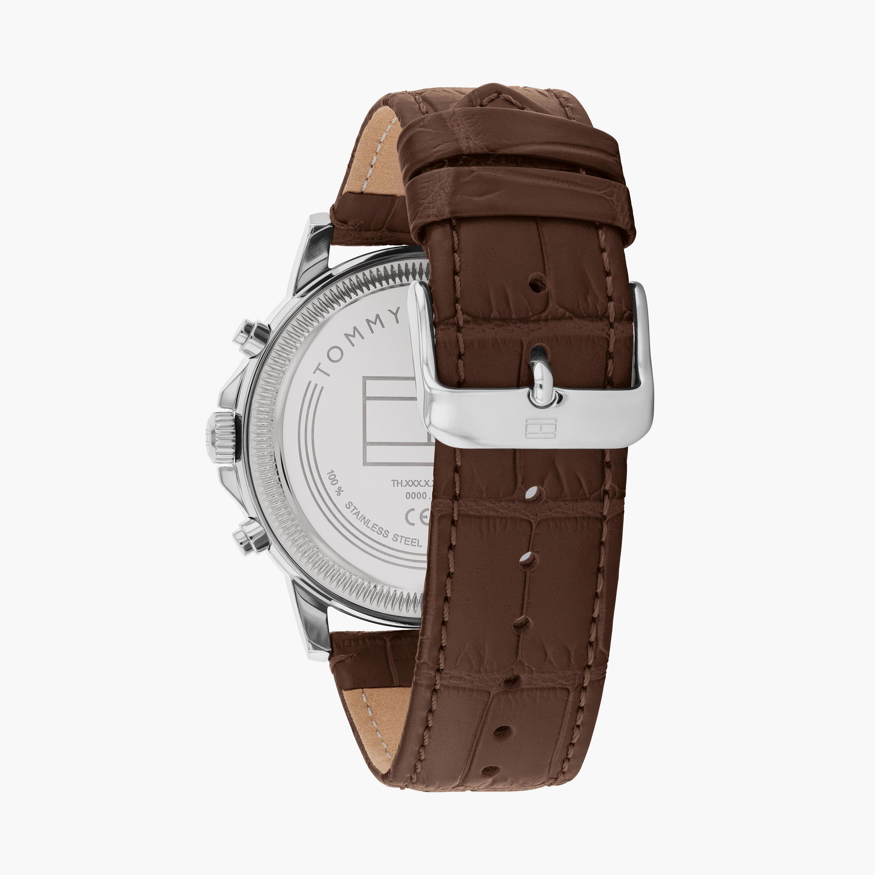تومي هيلفيغر- ساعة للرجال 44 ملم كرونوغراف بنية من الستانلس ستيل | 1710629-men-watchesandjewellery-watches-image-3