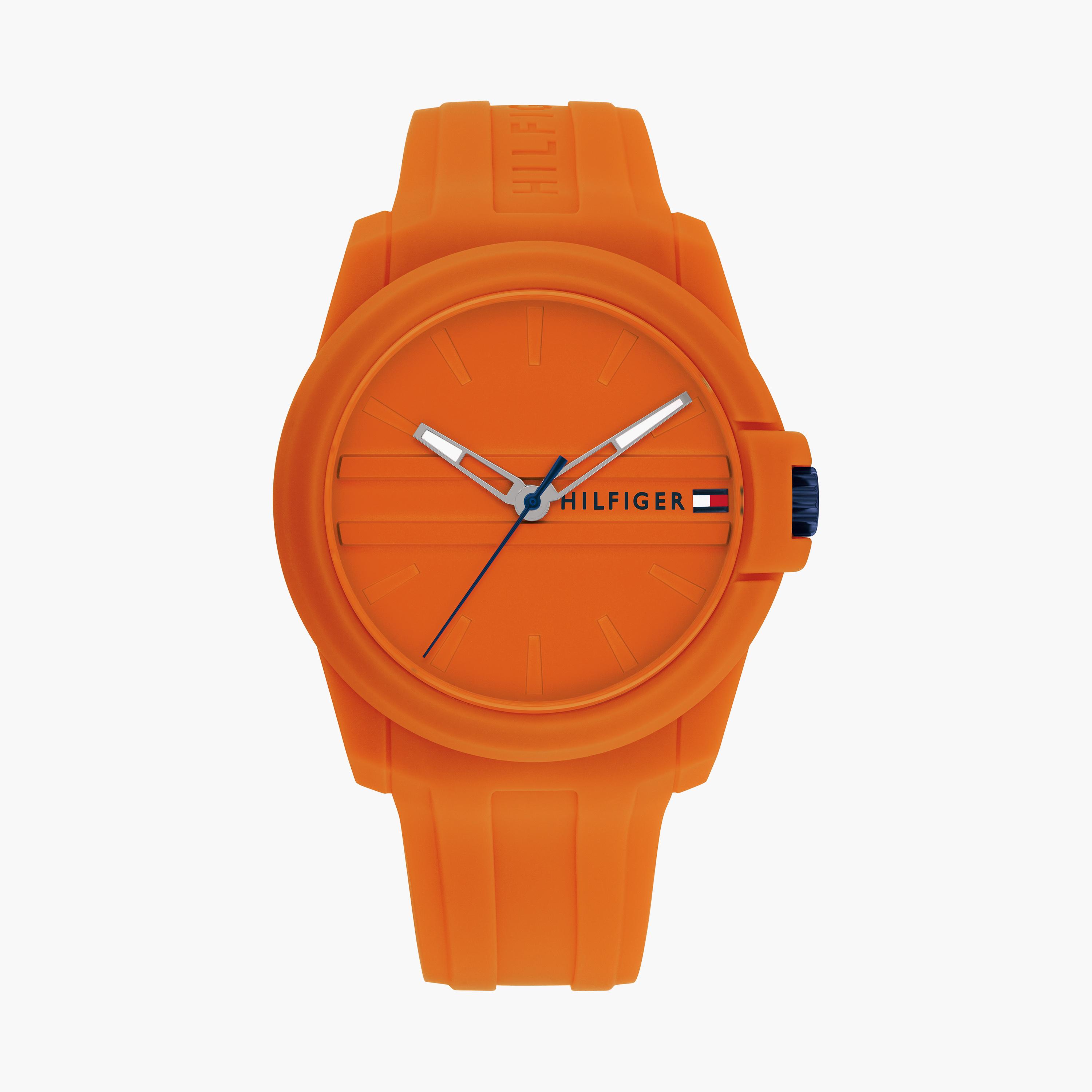 تومي هيلفيغر- ساعة كرونوغراف برتقالية للرجال 44 مم من السيليكون | 1710597-men-watchesandjewellery-watches-image-1