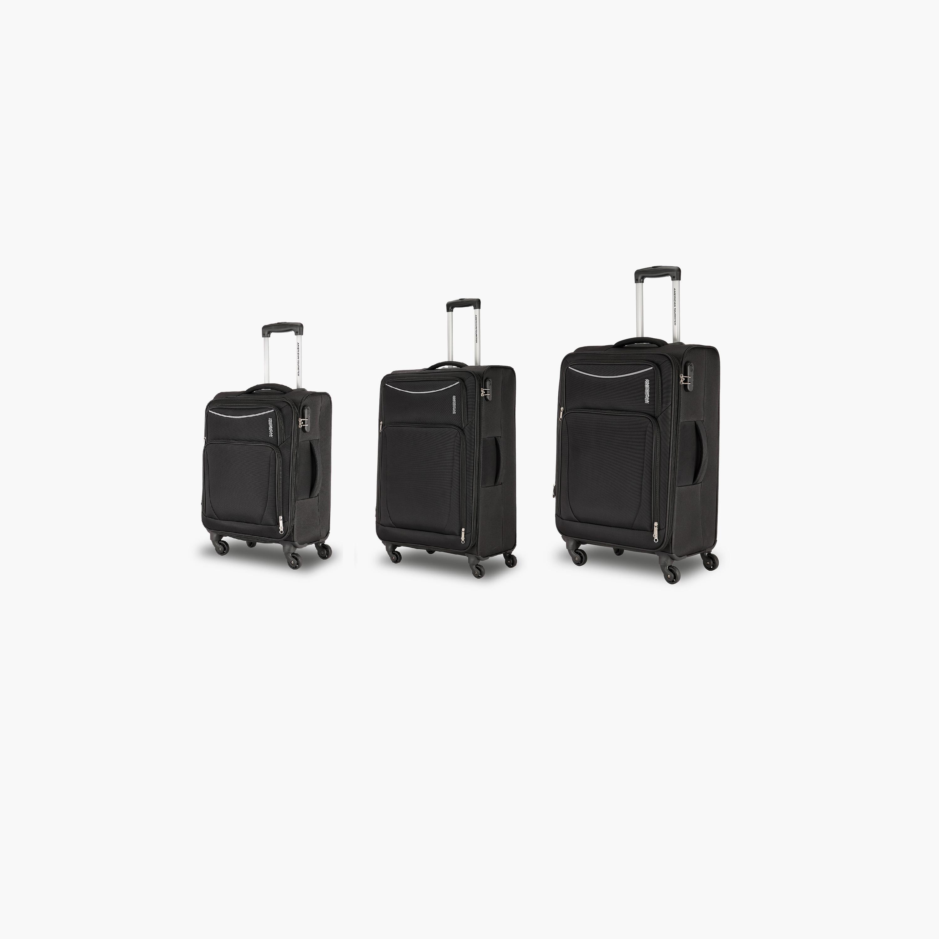American Tourister Portland Set of 3 Polyester Soft Sided 4-Wheeler Spinner Trolley Bag with Combination Lock | FL909904-travel-luggagesandbags-luggage-image-1