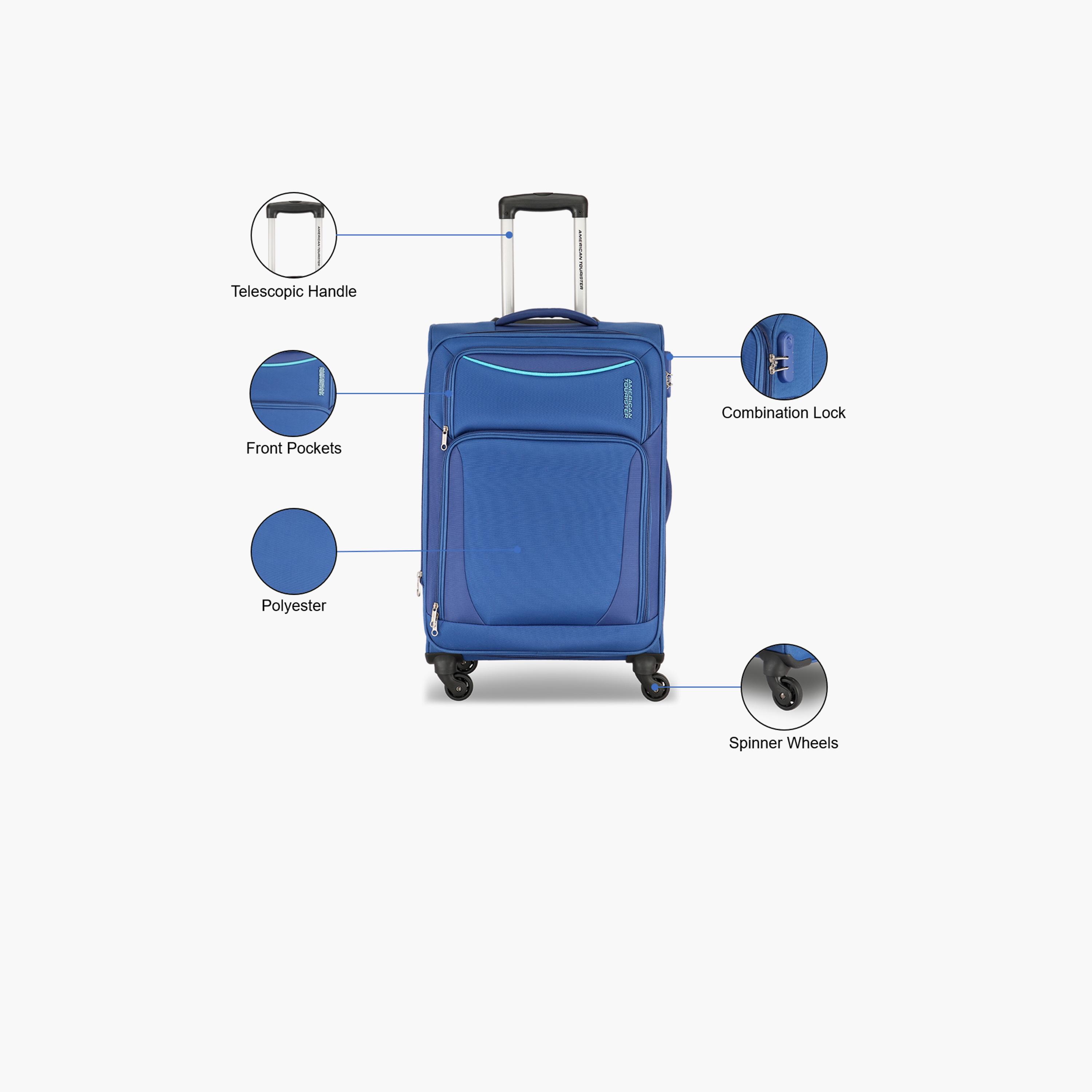 American Tourister Portland 68 CM Medium Check-in Polyester Soft Sided 4-Wheeler Spinner Trolley Bag with Combination Lock | FL901902-travel-luggagesandbags-luggage-image-4