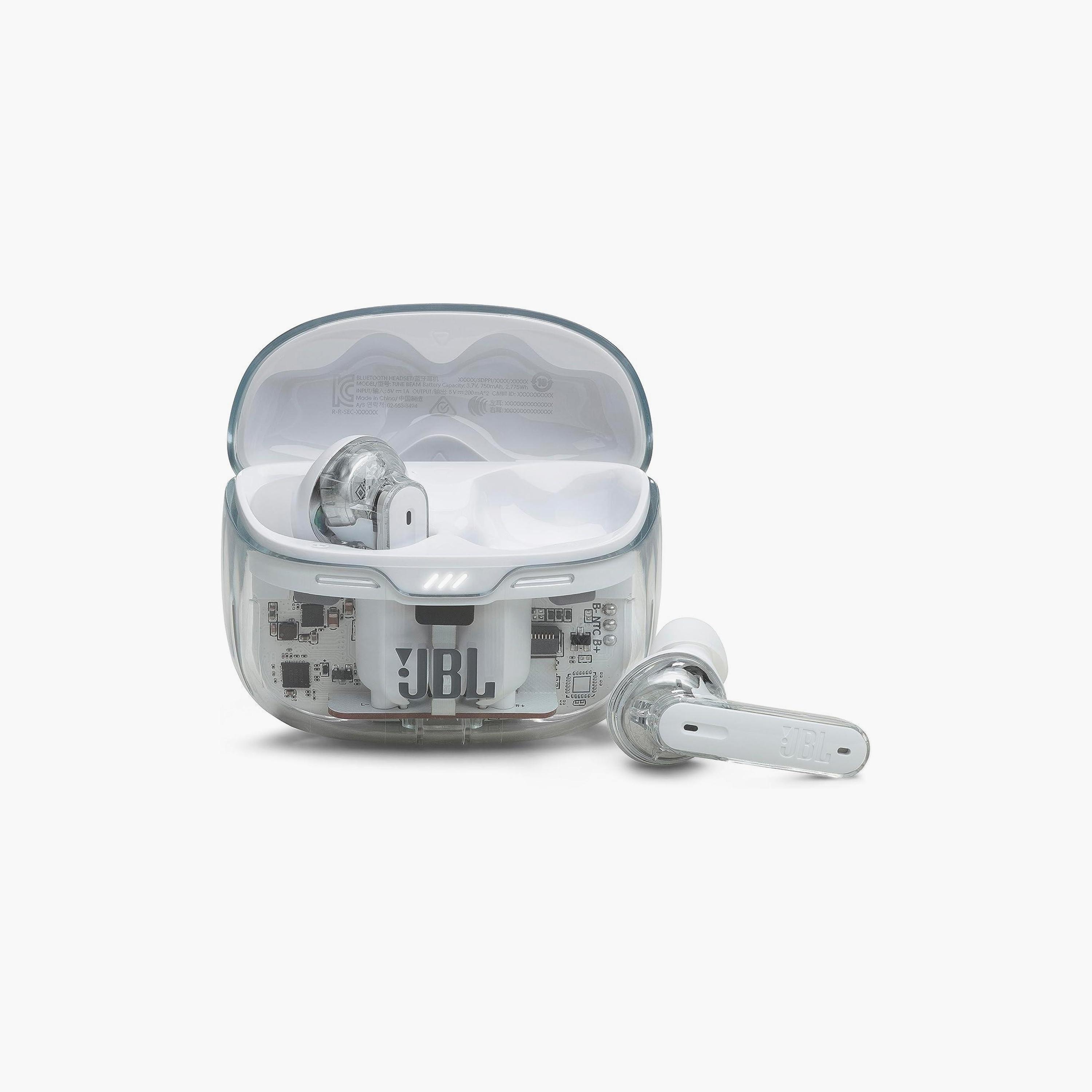 JBL Tune Beam: True Wireless Noise Cancelling Earbuds, 48H Battery, Ghost White | JBLTBEAMGWHT-electronics-headphonesandearphones-image-1