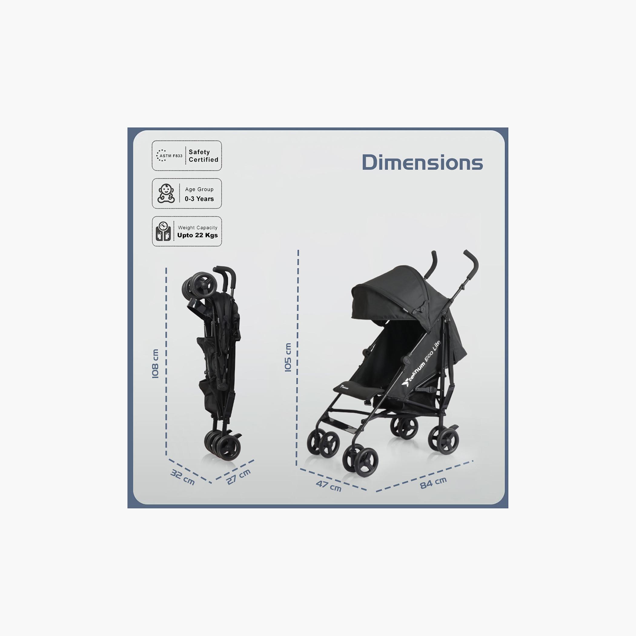 Teknum Eco Lite 2 Stroller with Cup Holder - Black-baby-gear-strollersandprams-strollers-image-14