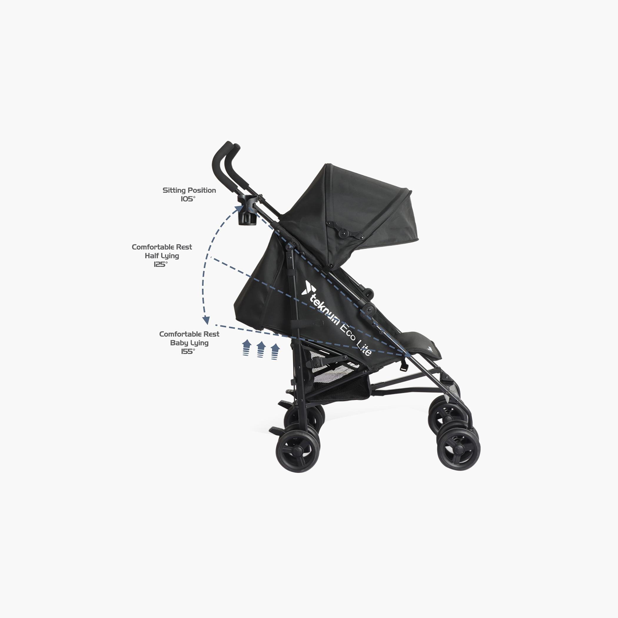Teknum Eco Lite 2 Stroller with Cup Holder - Black-baby-gear-strollersandprams-strollers-image-3