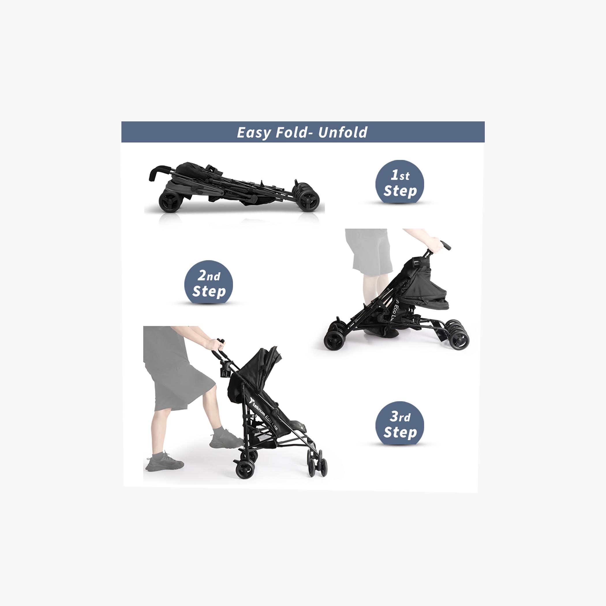 Teknum Eco Lite 2 Stroller with Cup Holder - Black-baby-gear-strollersandprams-strollers-image-5