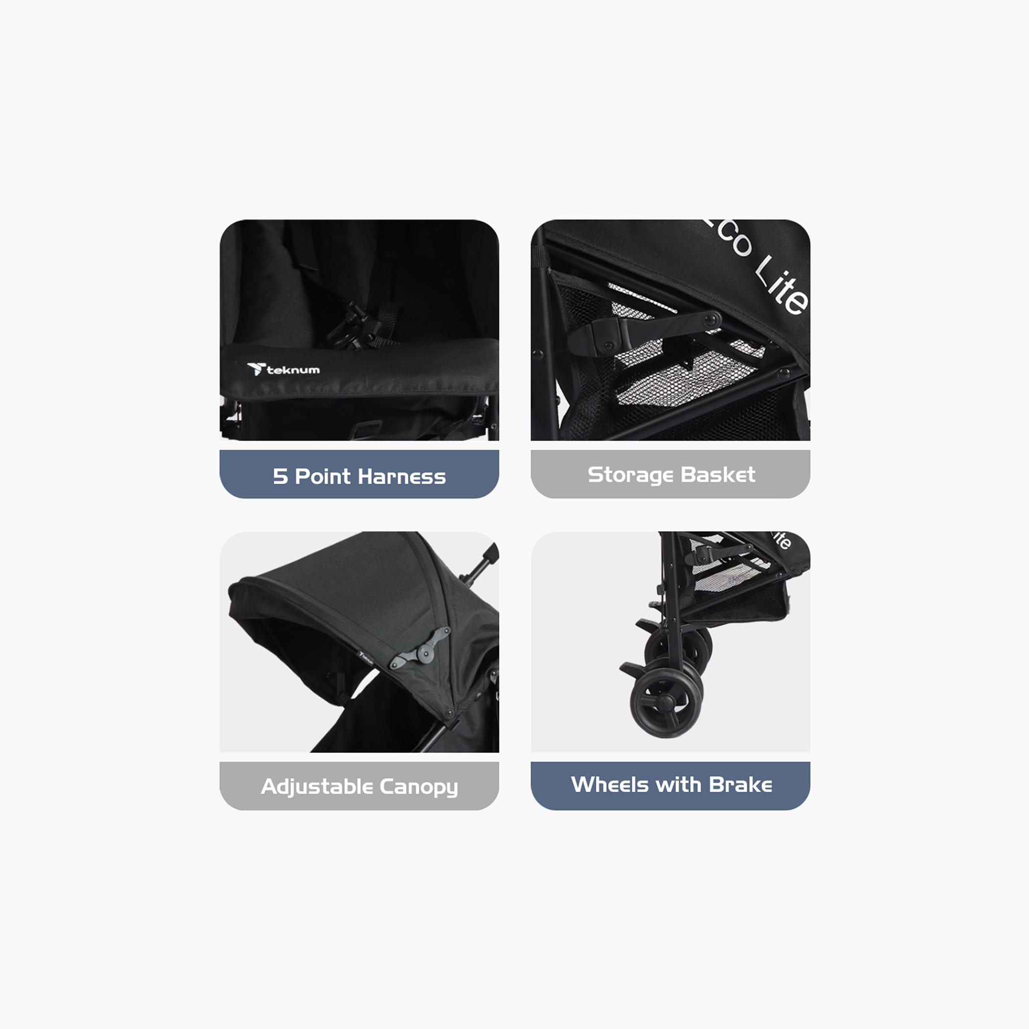 Teknum Eco Lite 2 Stroller with Cup Holder - Black-baby-gear-strollersandprams-strollers-image-9