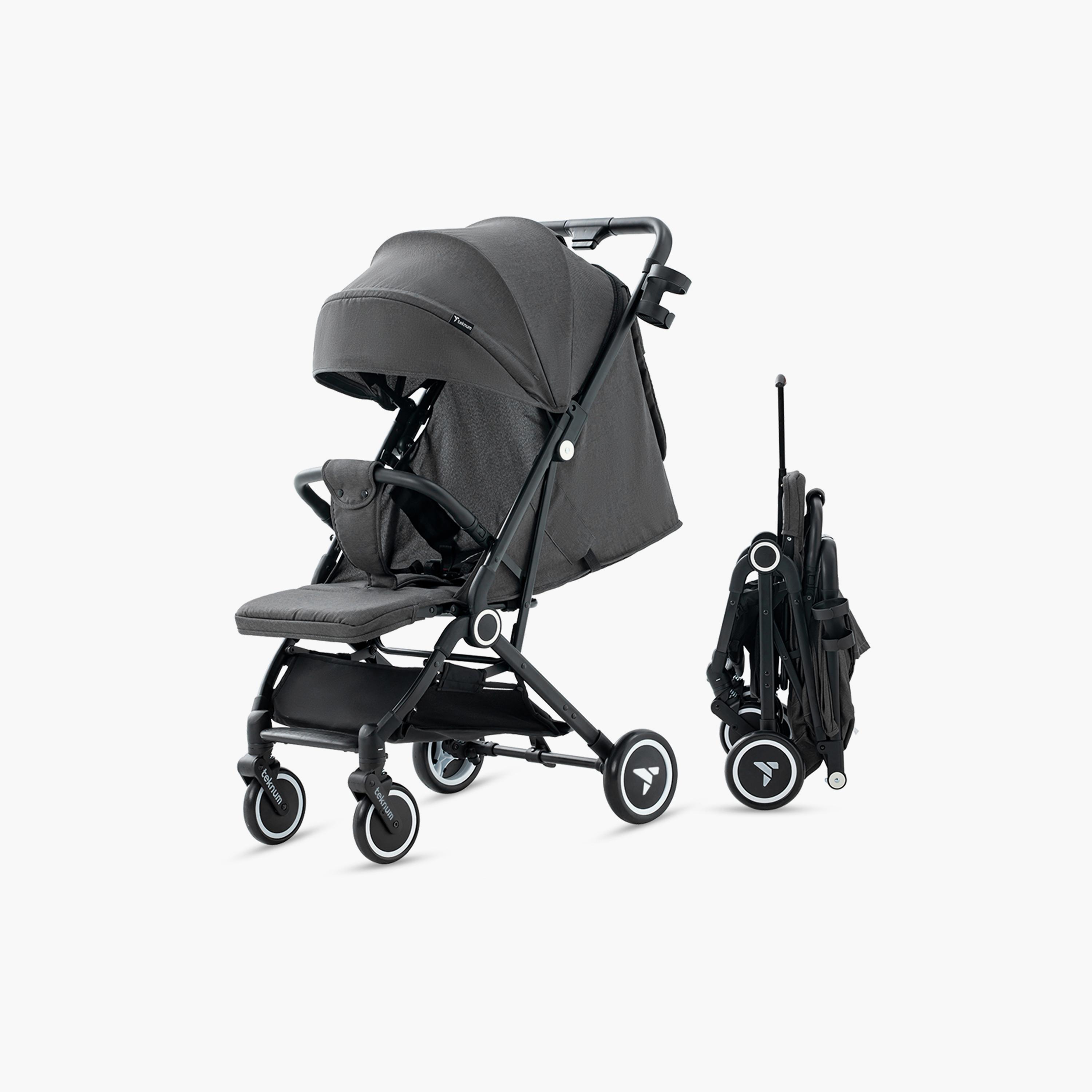 Teknum Travel Cabin Stroller with Coffee Cup Holder - Grey-baby-gear-strollersandprams-strollers-image-1