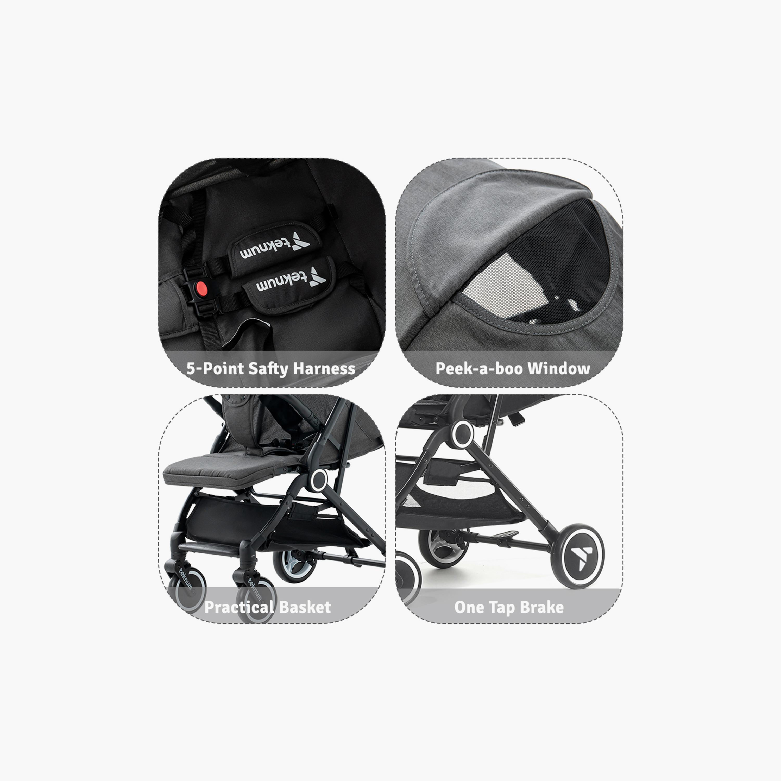 Teknum Travel Cabin Stroller with Coffee Cup Holder - Grey-baby-gear-strollersandprams-strollers-image-5