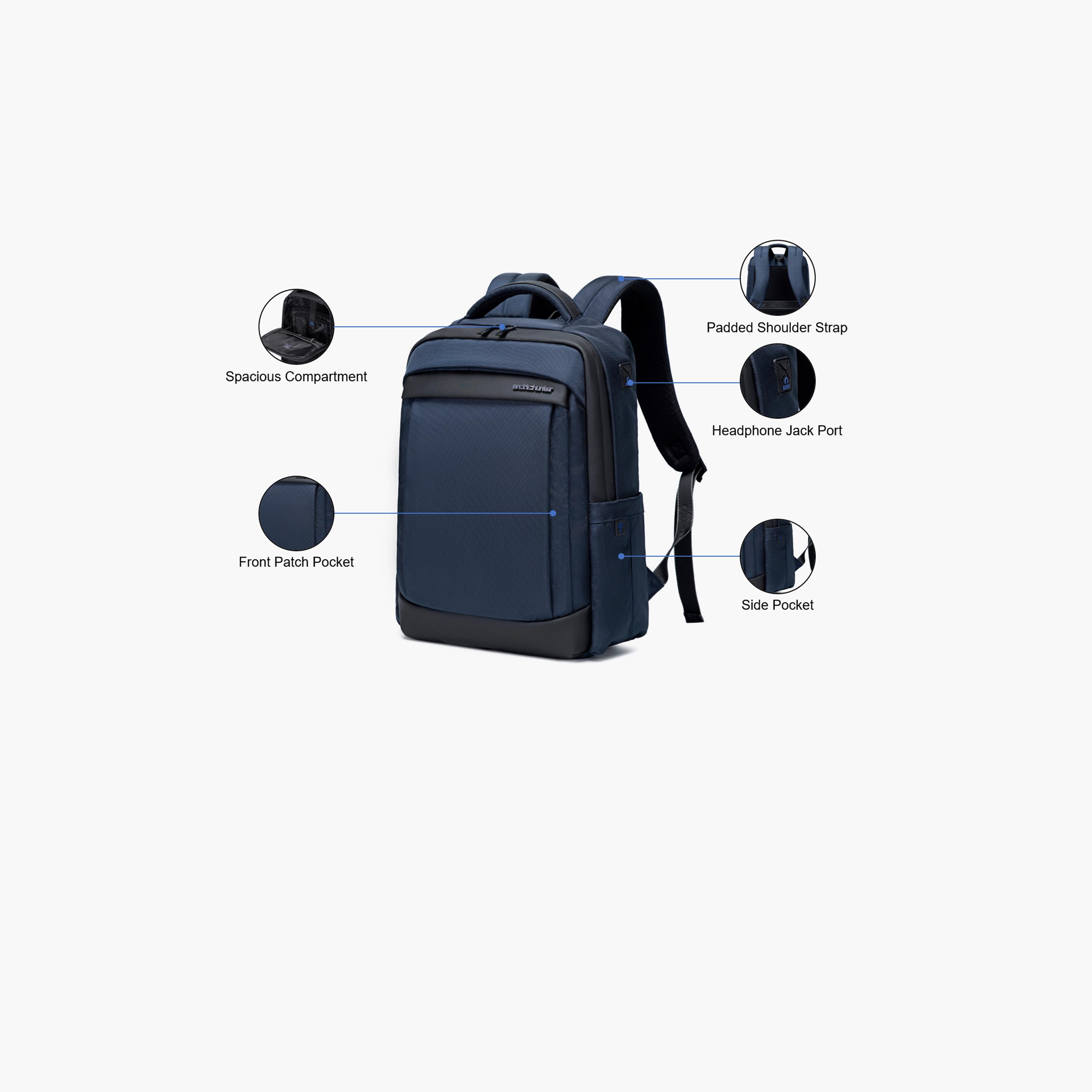 اركتيك هنتر- شنطة كمبيوتر محمول مقاس 15.6 إنش بوليستر مع منفذ USB مدمج | B00478-travel-luggagesandbags-backpacks-image-3
