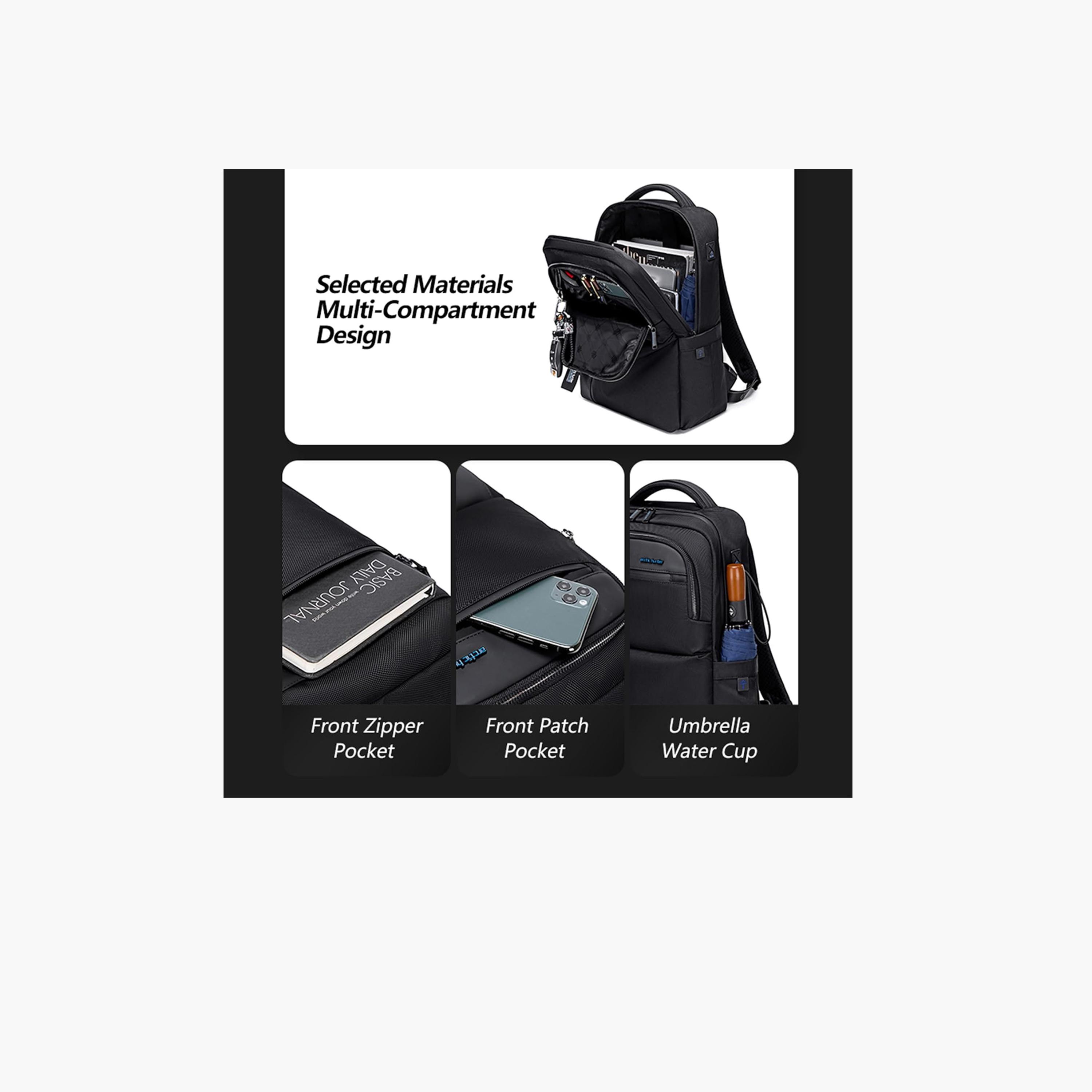 Arctic Hunter 18.5L | 15.6 Inches Laptop Bag Polyester Blend with Multi Compartments and Scratch Resistance | B00477-travel-luggagesandbags-backpacks-image-6