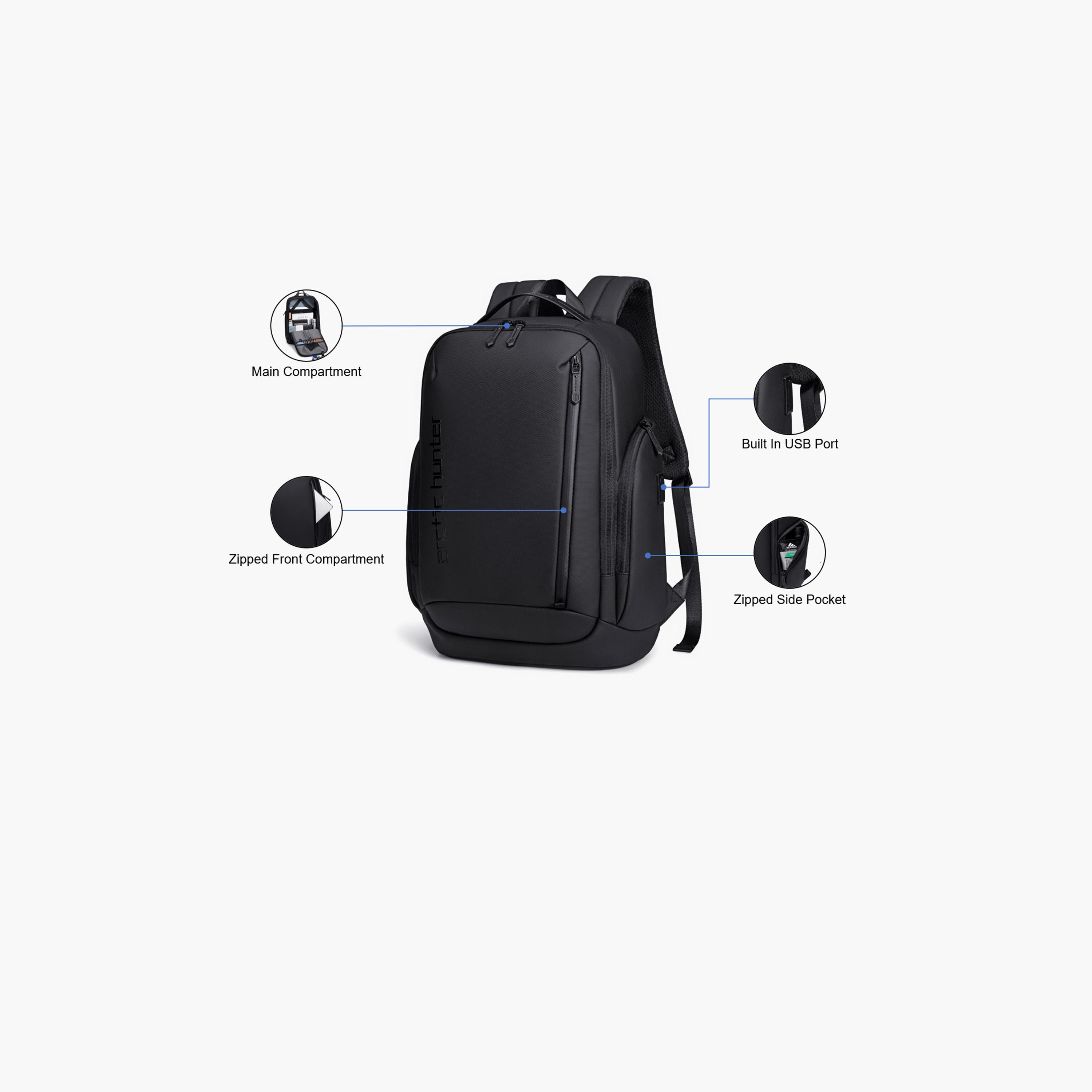 Arctic Hunter 18 Inches Laptop Bag Polyester Blend with Built-in USB/Headphone Port | B00554-travel-luggagesandbags-backpacks-image-3
