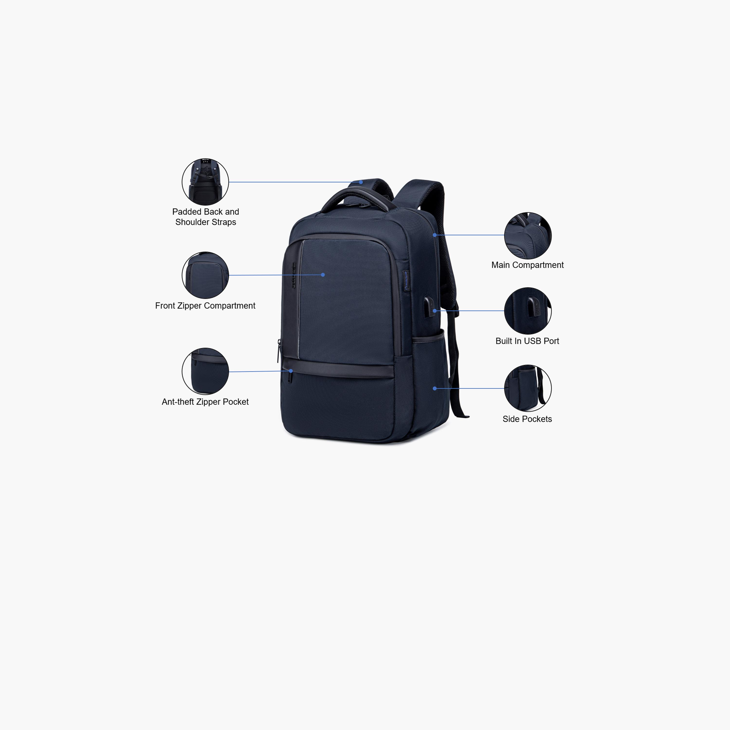 Arctic Hunter 28L | 18 Inches Laptop Bag Polyester with Built-in USB Port | B00120C-travel-luggagesandbags-backpacks-image-3