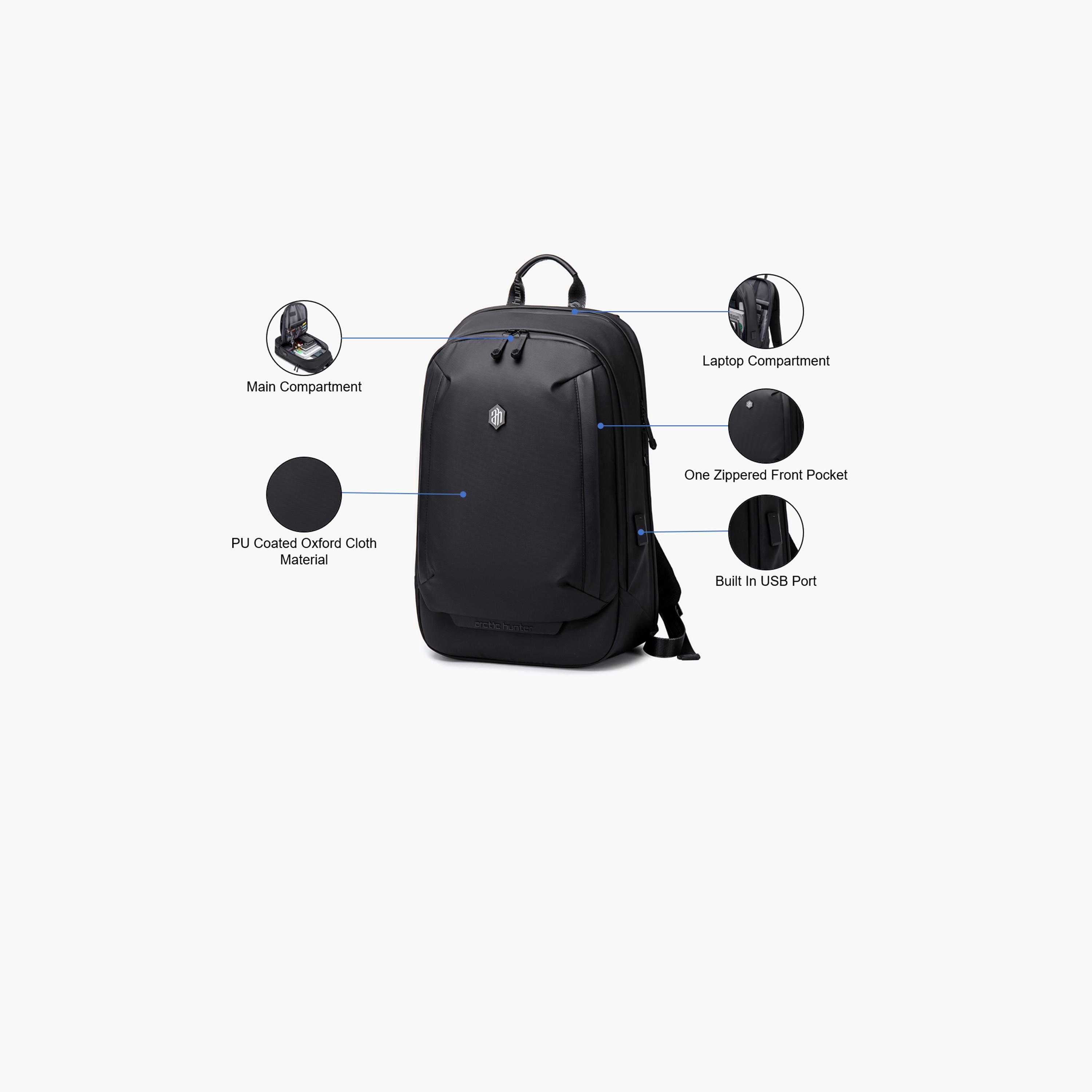 اركتيك هنتر- شنطة كمبيوتر محمول مقاس 18 إنش بوليستر مع منفذ USB مدمج | B00443-school-bagsandbackpacks-backpacks-image-3