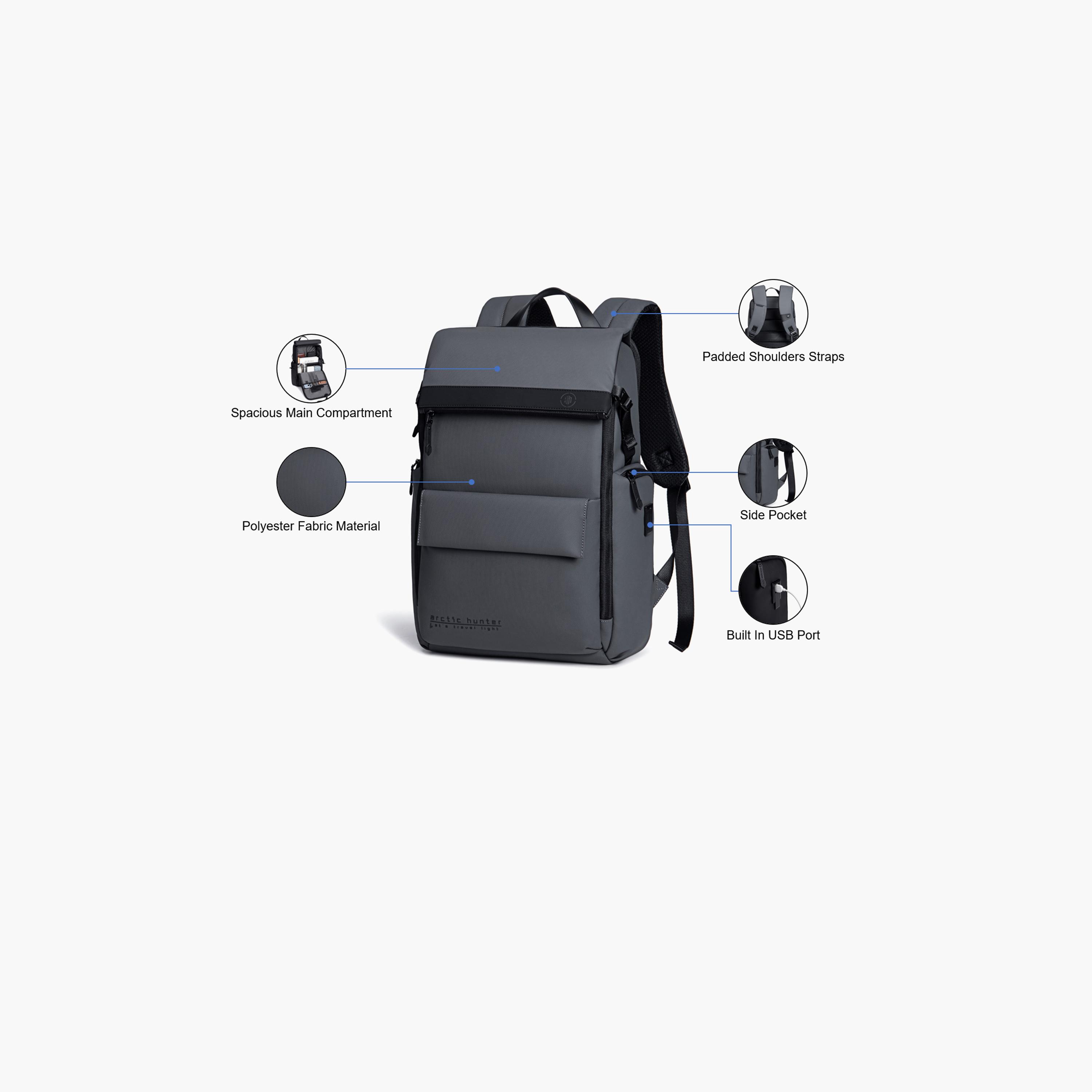 Arctic Hunter 21L | 17 Inches Laptop Bag Polyester Blend with TSA Opening | B00562-travel-luggagesandbags-backpacks-image-3