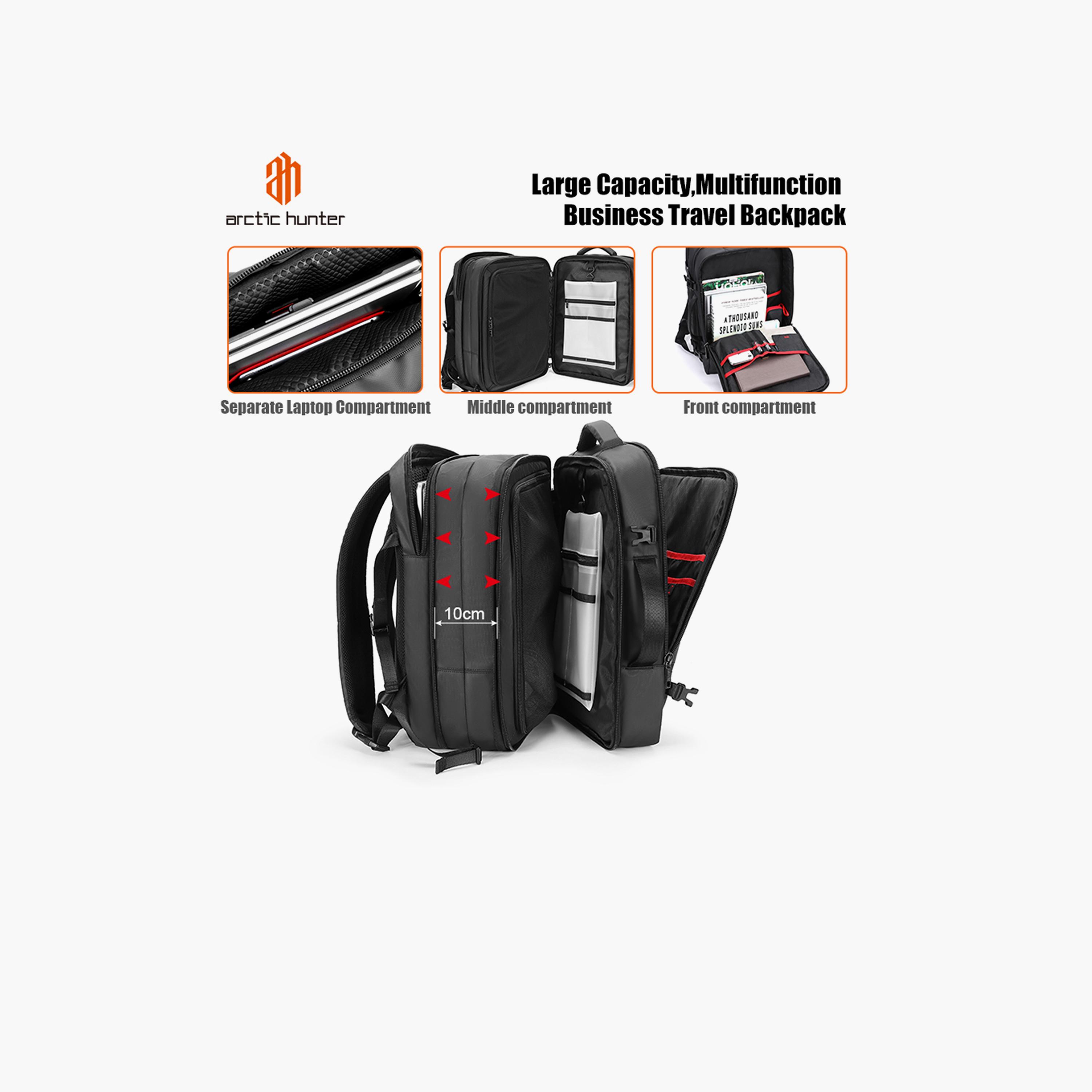 اركتيك هنتر- شنطة كمبيوتر محمول مقاس 17 إنش بوليستر مع منفذ USB/سماعات رأس مدمج | B00350-travel-luggagesandbags-backpacks-image-6