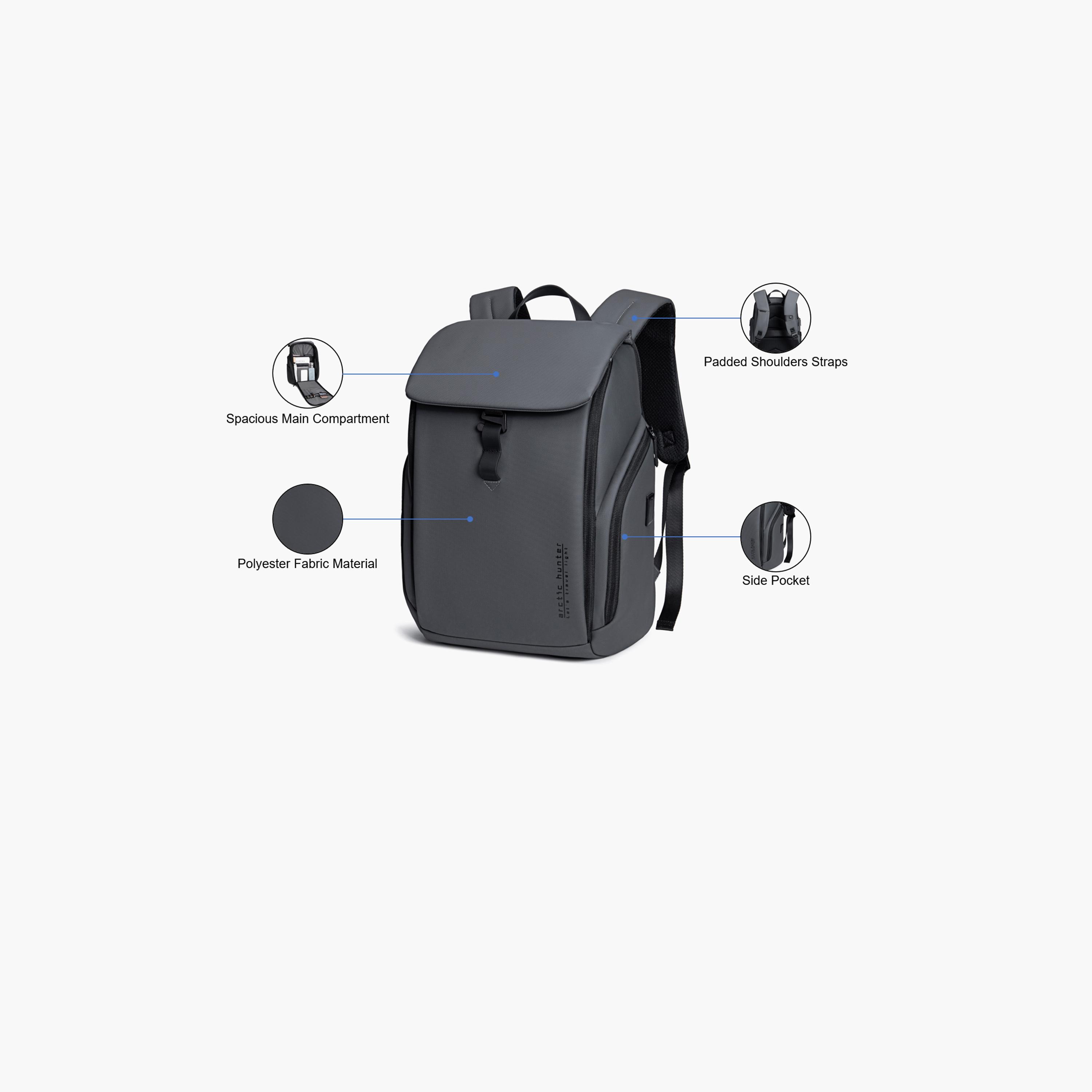 Arctic Hunter 24L | 17.5 Inches Laptop Bag Polyester Blend with Built-in USB/Headphone Port | B00558-travel-luggagesandbags-backpacks-image-3