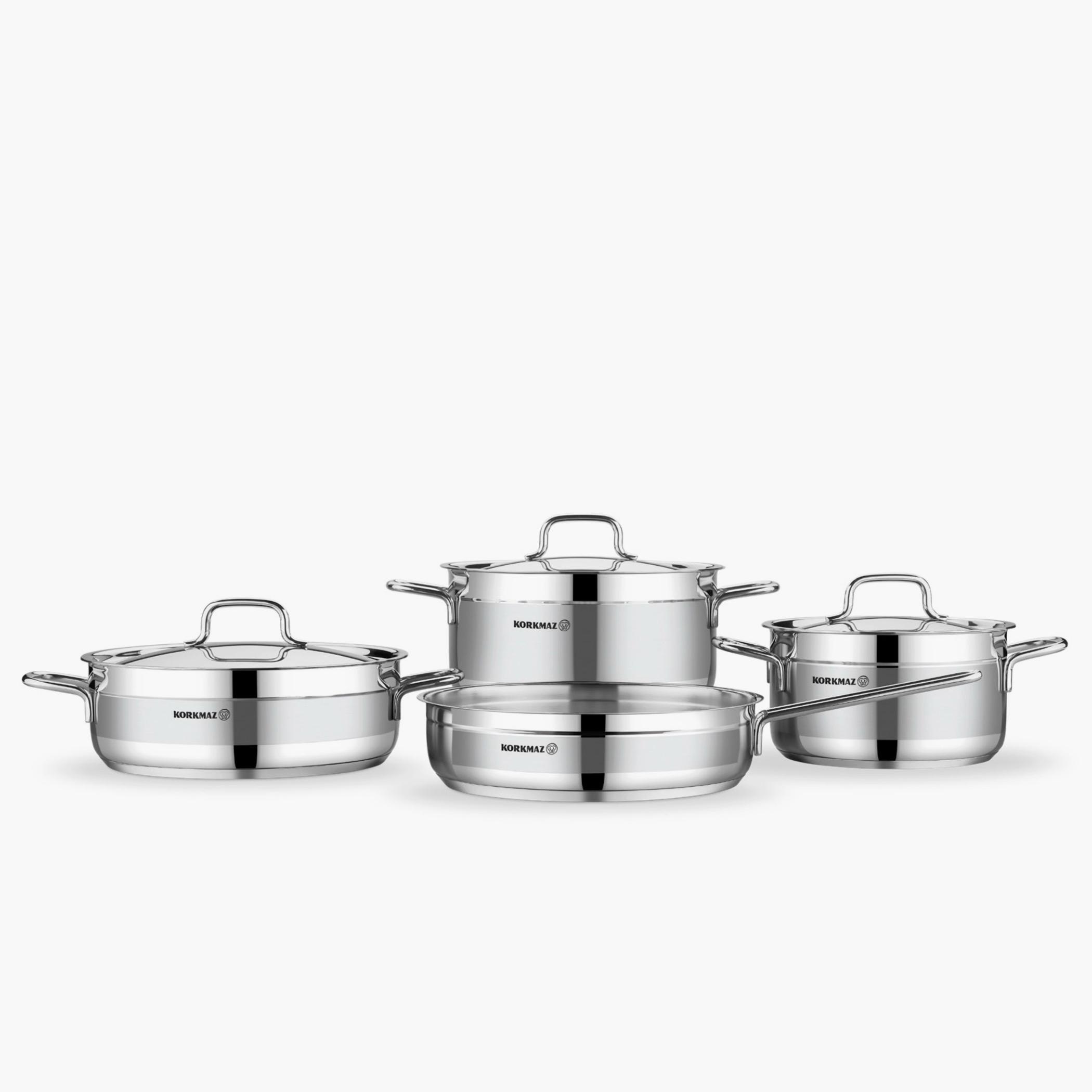 Korkmaz Alfaron 7-Piece Stainless Steel Induction Base Cookware Set