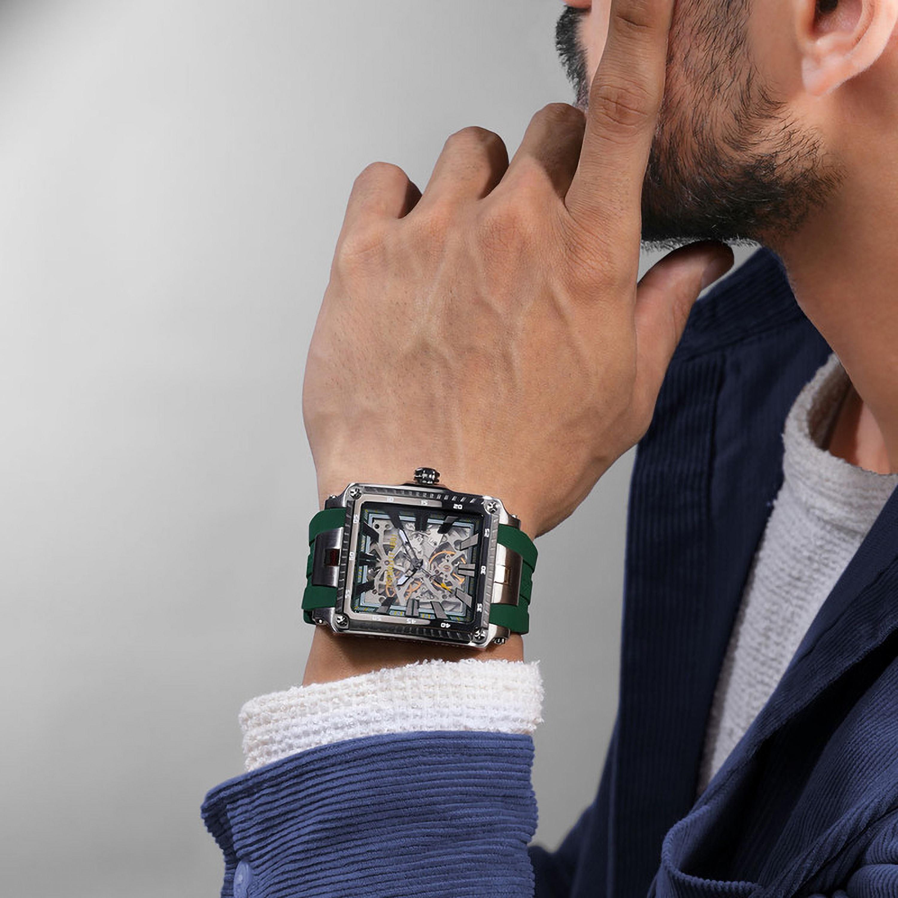 ساعة للرجال 58 ملم أوتوماتيكية سيليكون أخضر من شيروتي 1881 | CIWGR0053702-men-watchesandjewellery-watches-image-5
