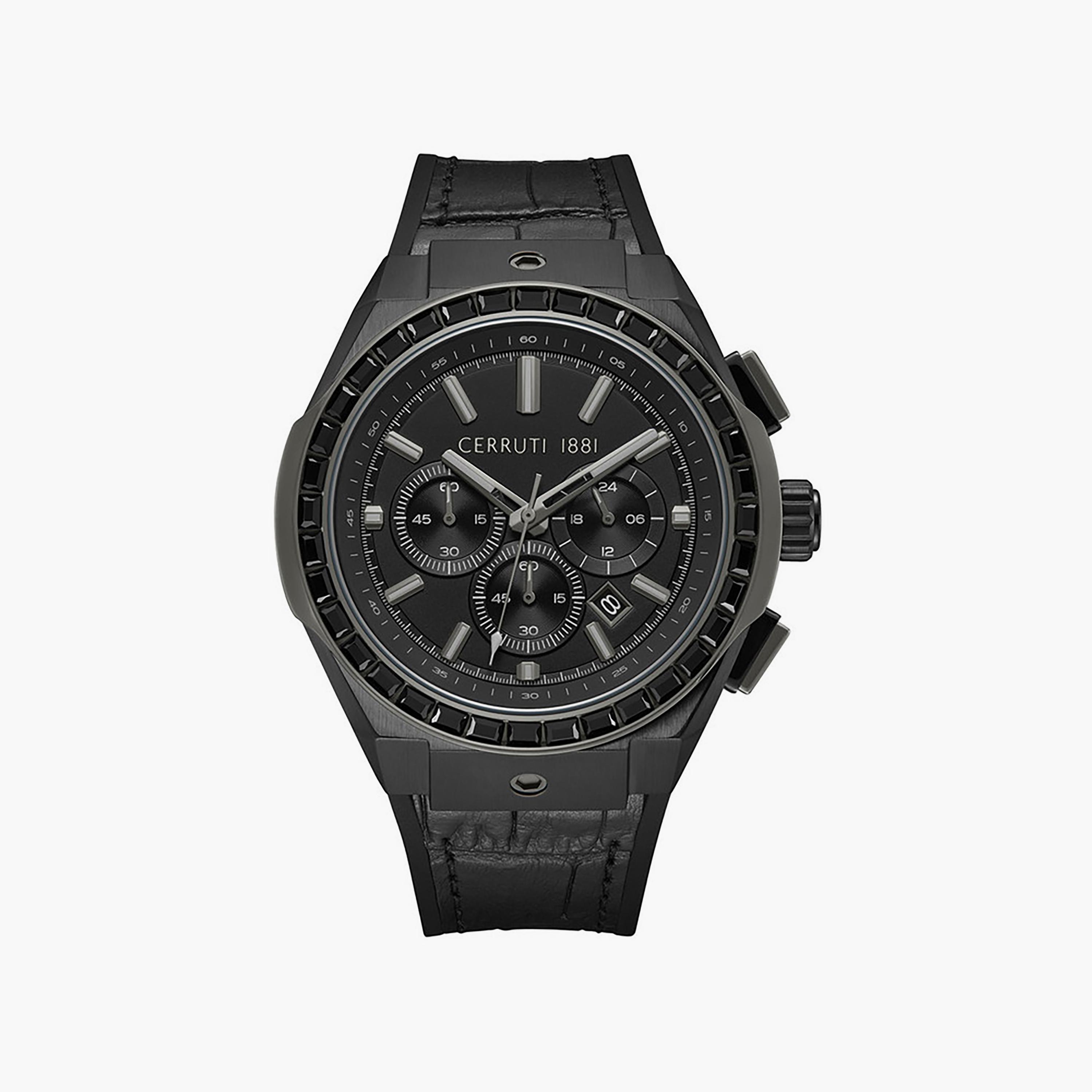 Cerruti 1881 Men's 55 MM Black Chronograph Silicone Watch | CIWGO0050902-men-watchesandjewellery-watches-image-1